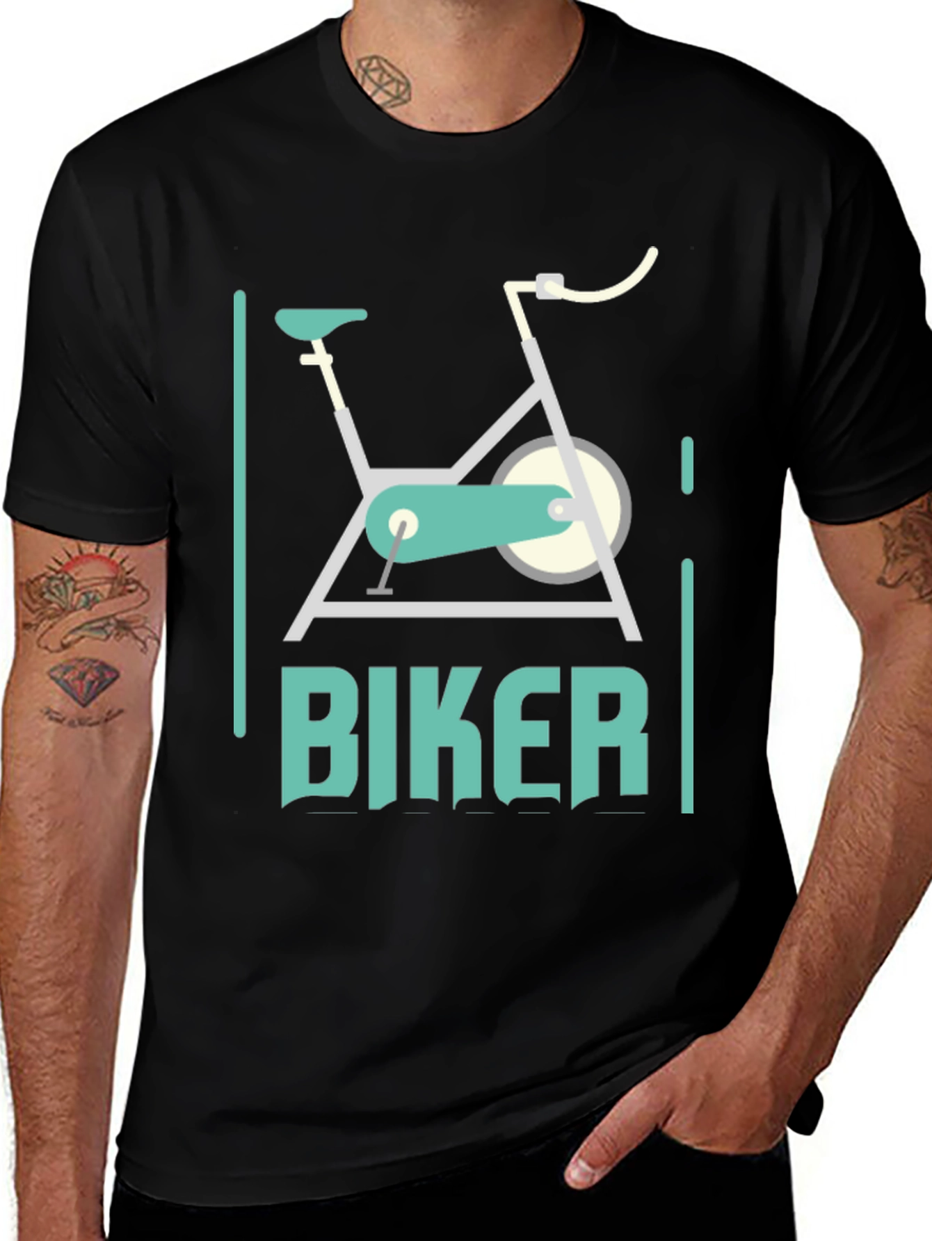 Variant 5 of Biker Graphic Tee - Indoor Cycling Design