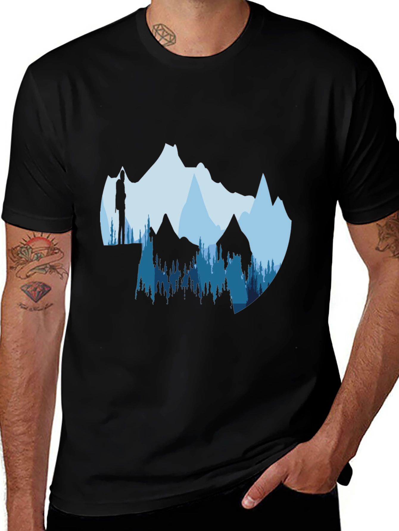 Variant 23 of Mountain Silhouette Graphic T-Shirt