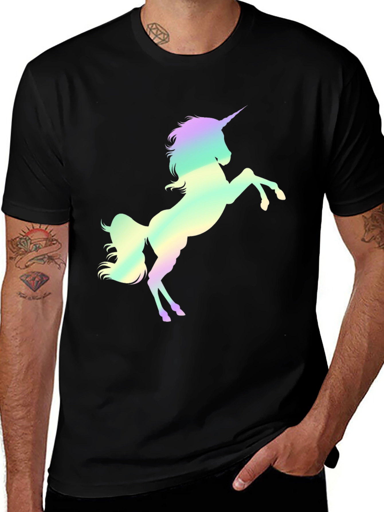 Black Unicorn Graphic Print Black T-Shirt main image
