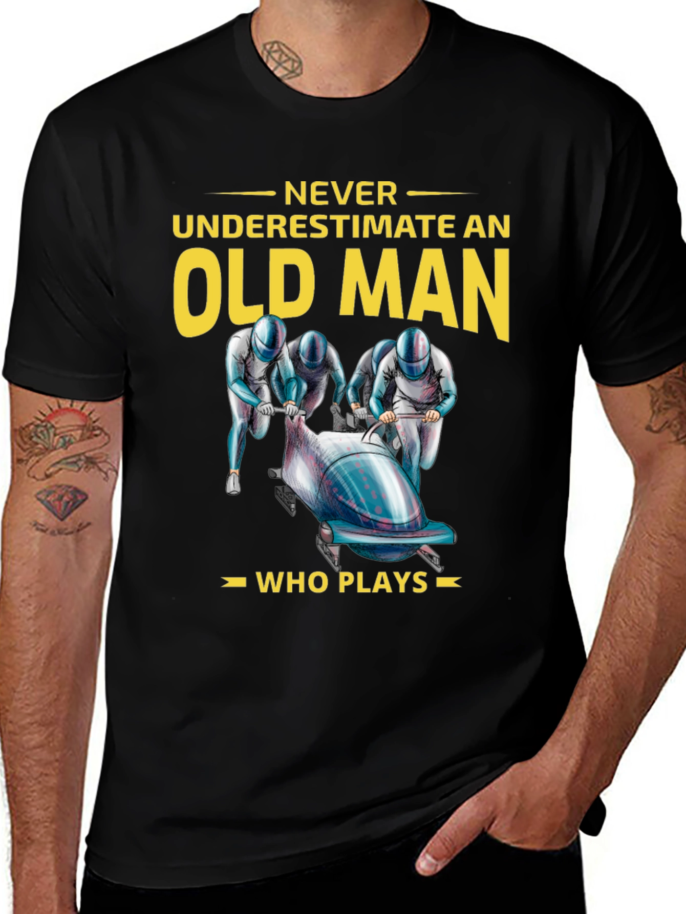 Variant 21 of Never Underestimate an Old Man Bobsled T-Shirt