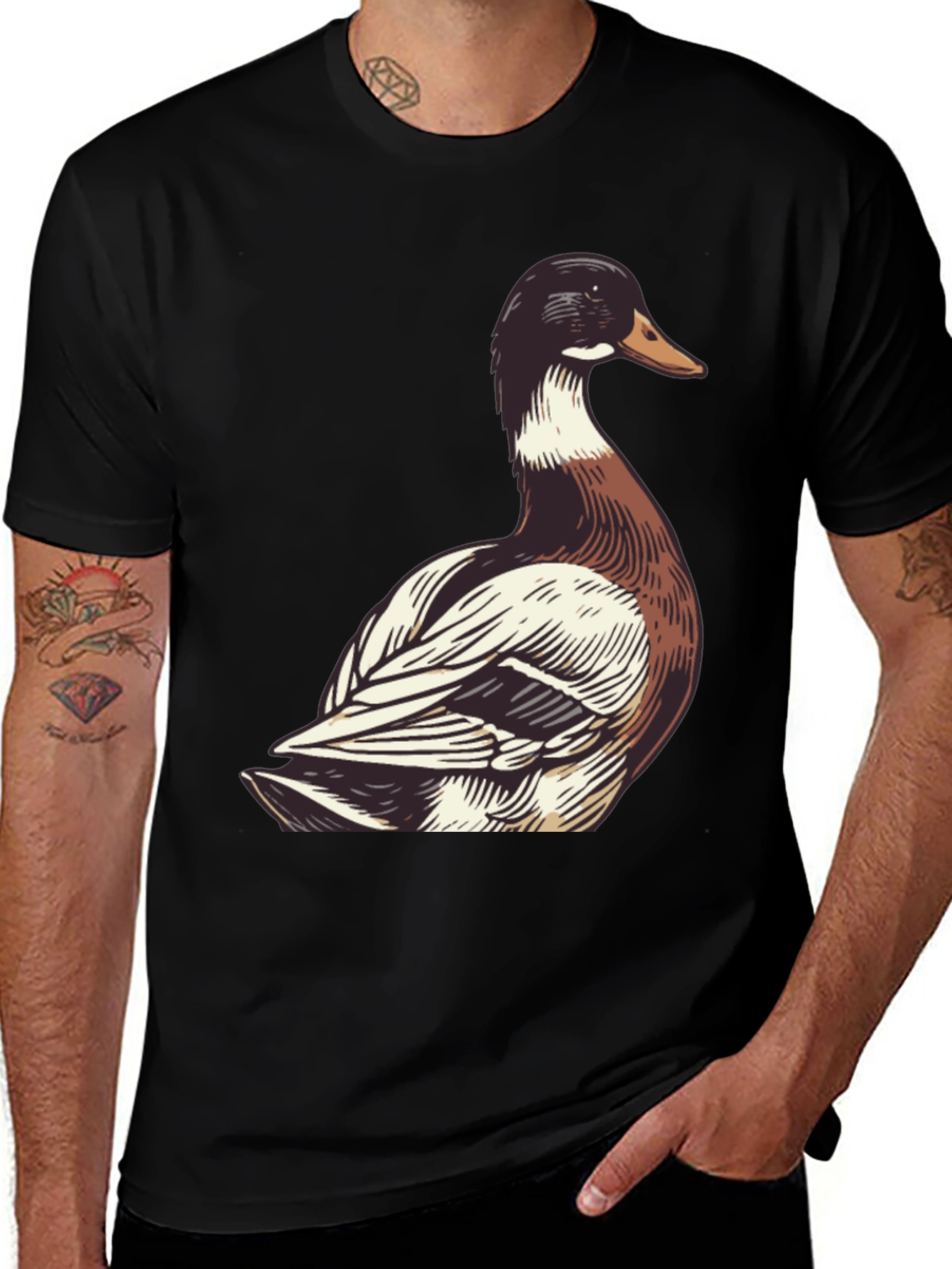 Variant 19 of Duck Graphic Tee - Men's Black Casual Shirt