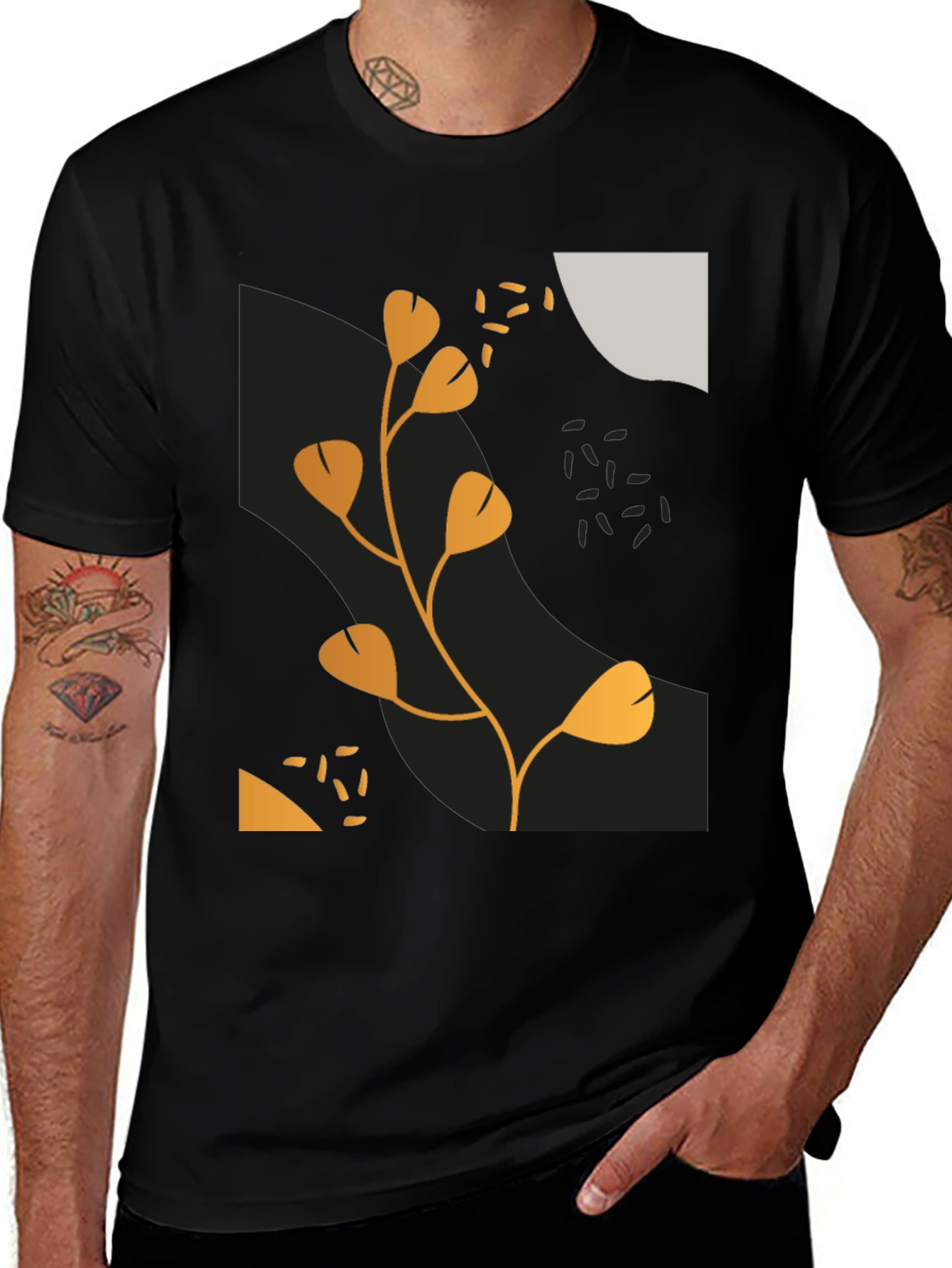 Variant 10 of Modern Abstract Graphic Print Black T-Shirt