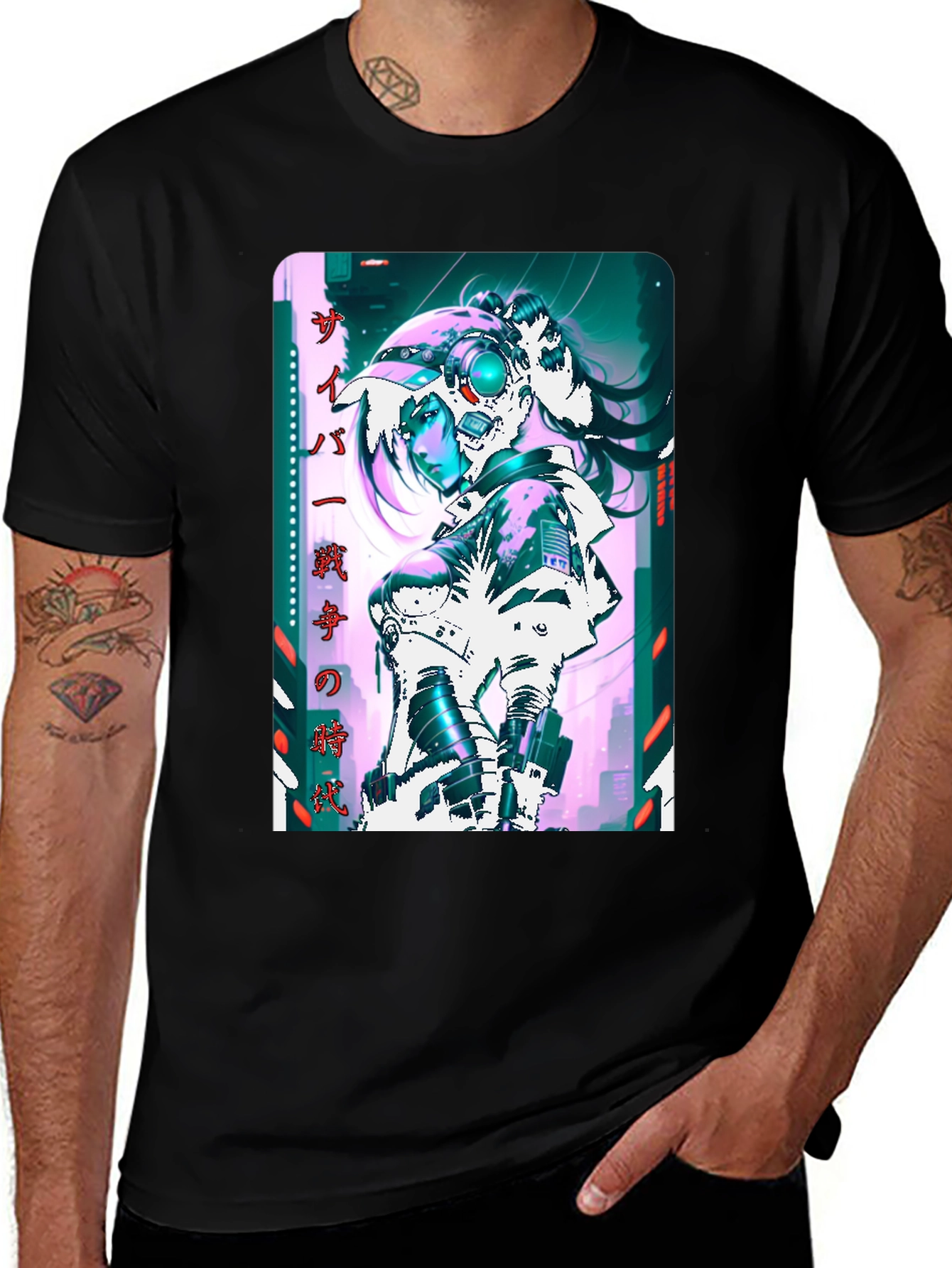Variant 14 of Cyberpunk Anime Girl Graphic T-Shirt