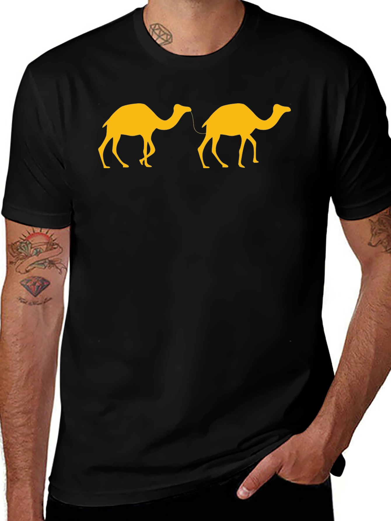 Variant 11 of Two Camels Graphic Tee - Black Casual T-Shirt