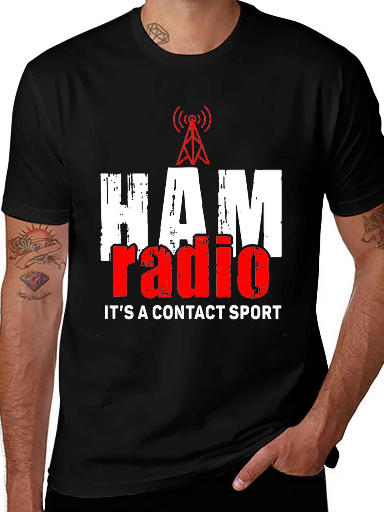 HAM Radio Contact Sport Black T-Shirt