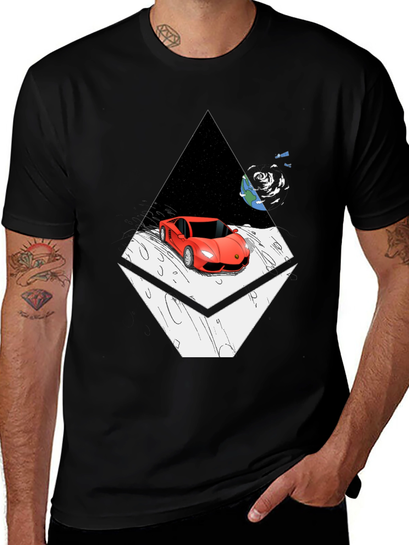 Variant 20 of Red Car on Moon Graphic T-Shirt