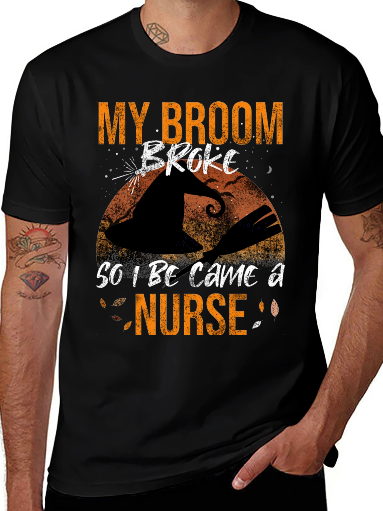 Variant 16 of My Broom Broke So I Became a Nurse Halloween T-Shirt