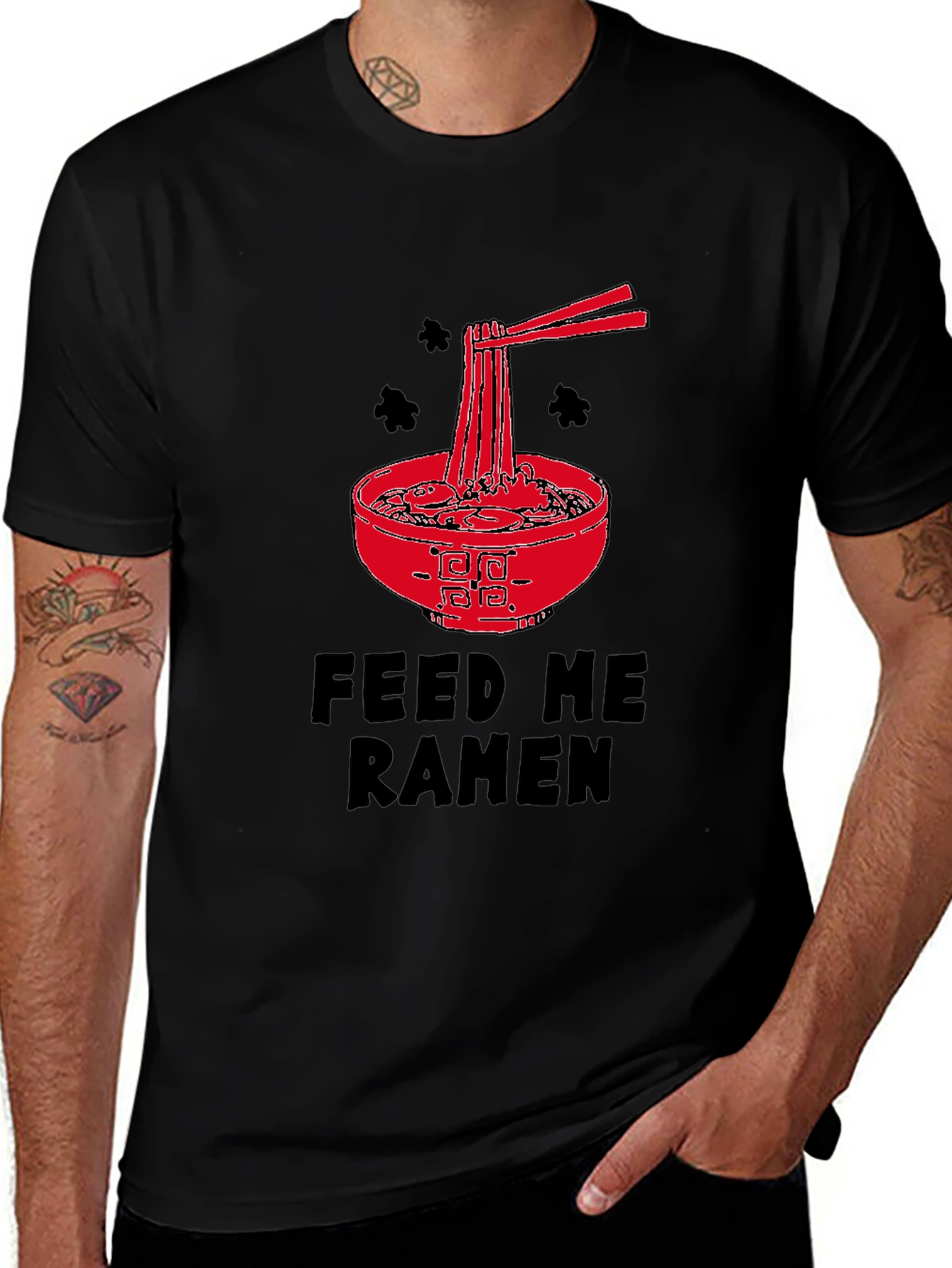 Variant 27 of Feed Me Ramen Graphic Tee - Black Cotton T-Shirt