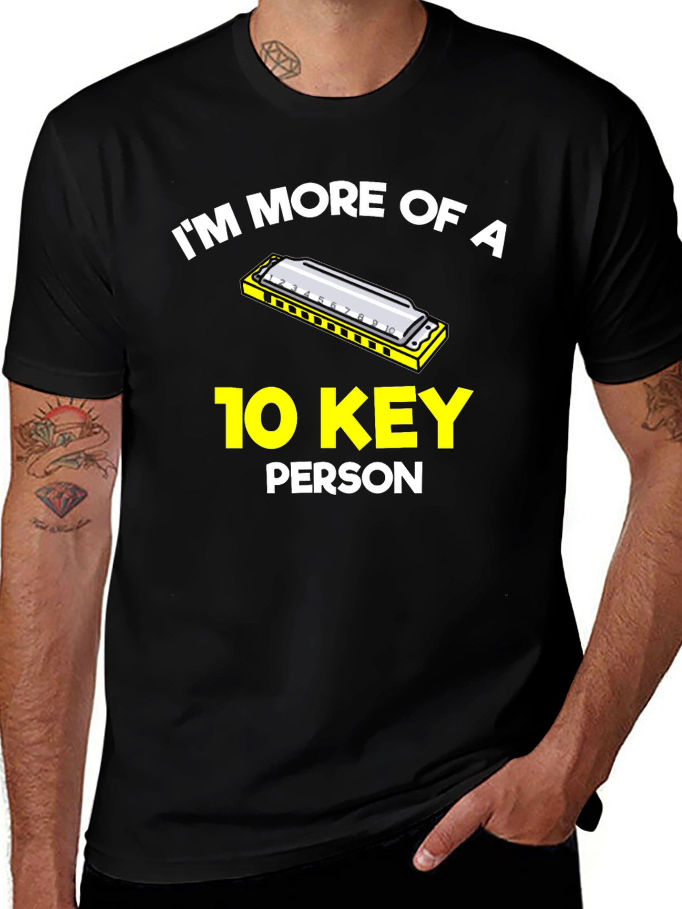 Variant 22 of 10 Key Harmonica T-Shirt - Musician Humor Tee