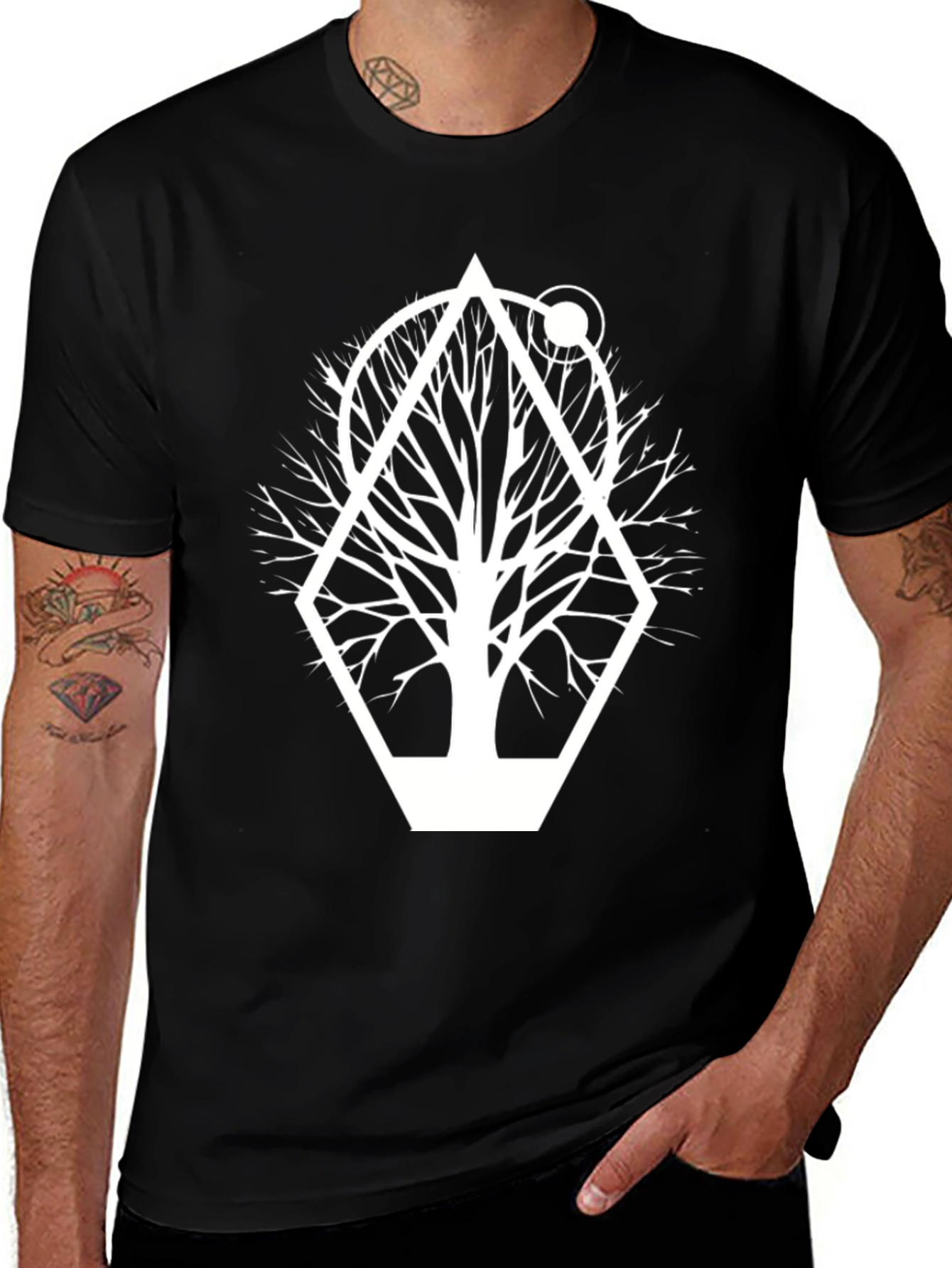 Variant 30 of Geometric Tree Graphic Tee - Modern Nature Shirt