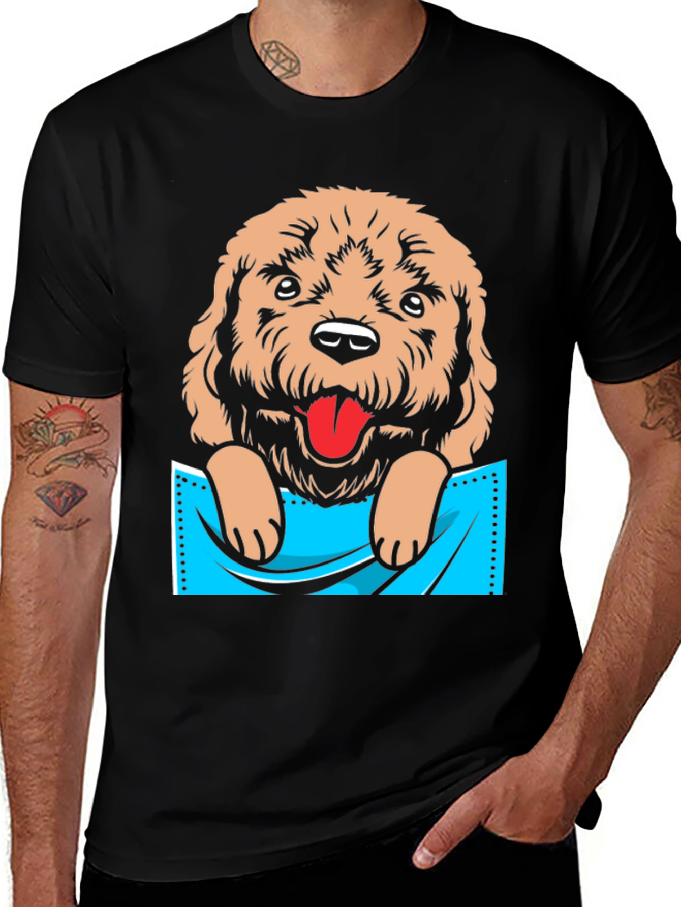 Variant 26 of Cute Dog in Pocket Graphic T-Shirt