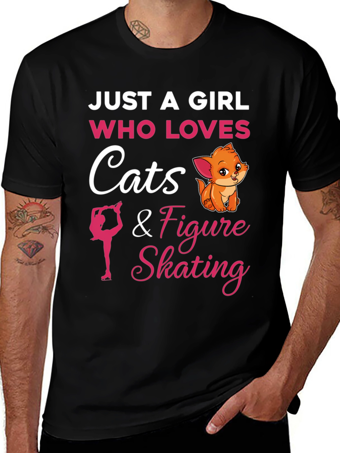 Variant 19 of Just A Girl Who Loves Cats and Figure Skating T-Shirt