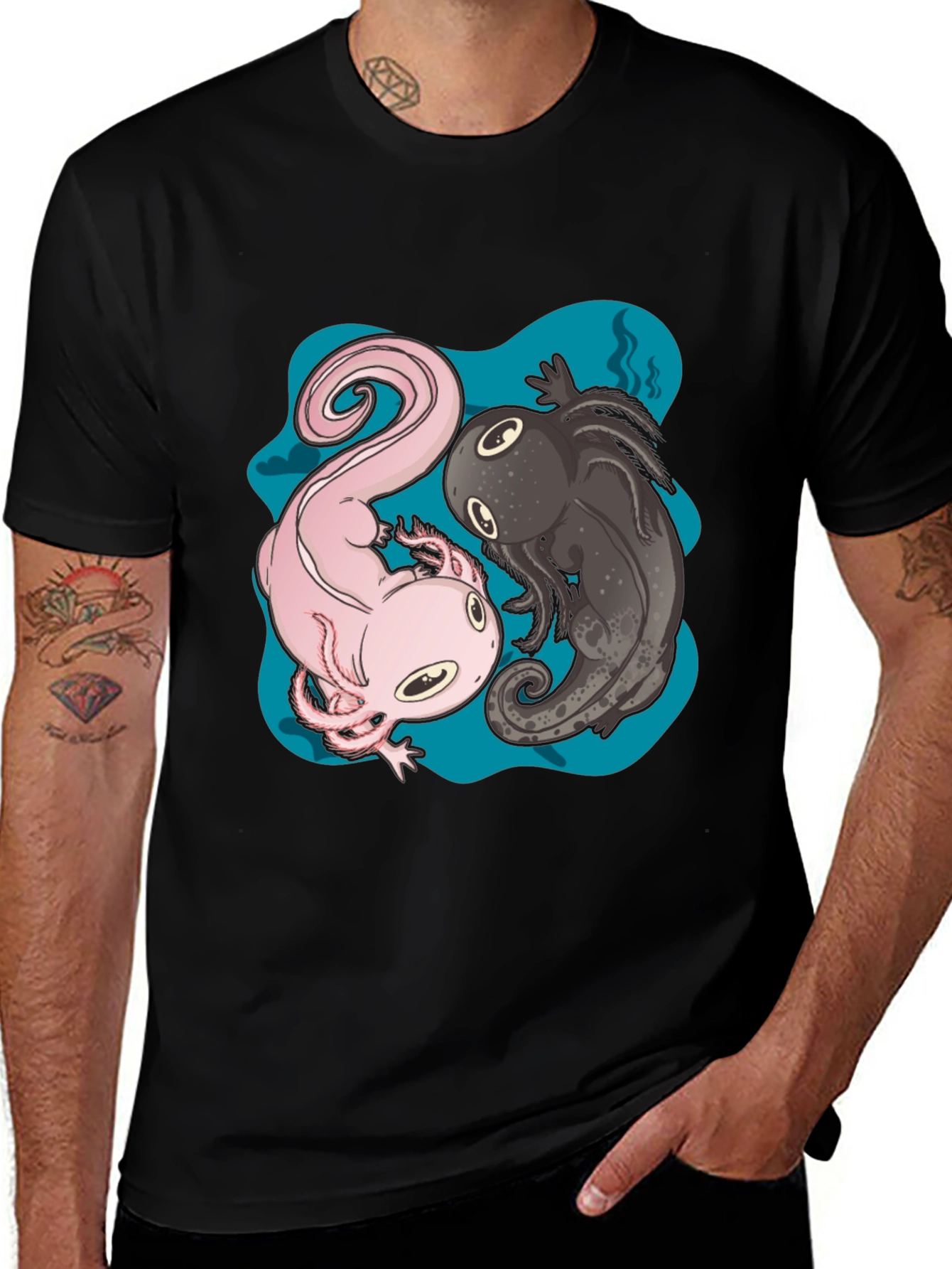 Variant 25 of Axolotl Duo Graphic T-Shirt - Cute Amphibian Design