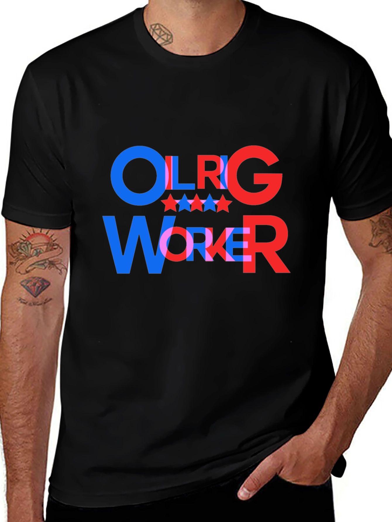 Variant 21 of OLRG Worker Graphic T-Shirt - Patriotic Style