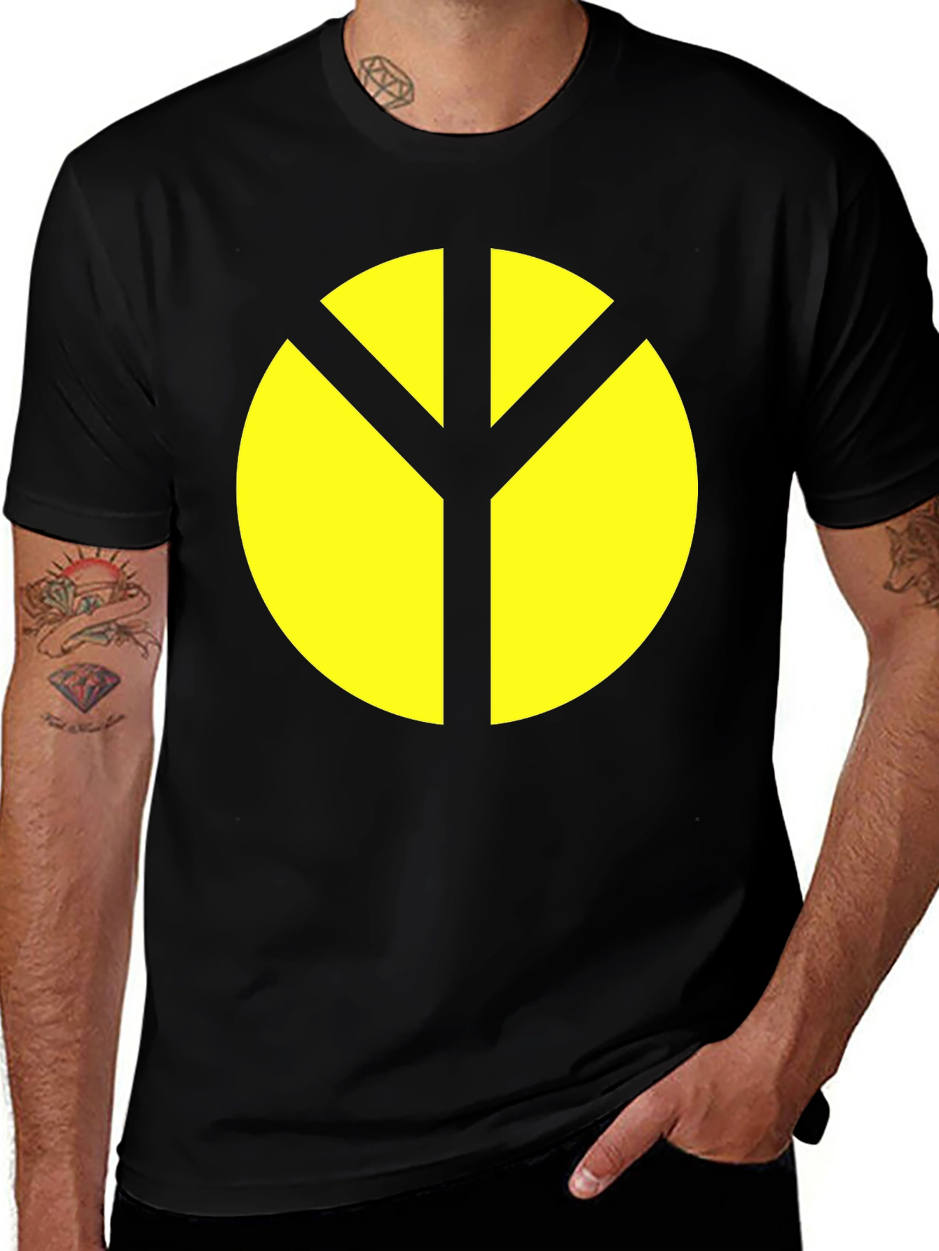 Variant 15 of Abstract Yellow Graphic Black T-Shirt