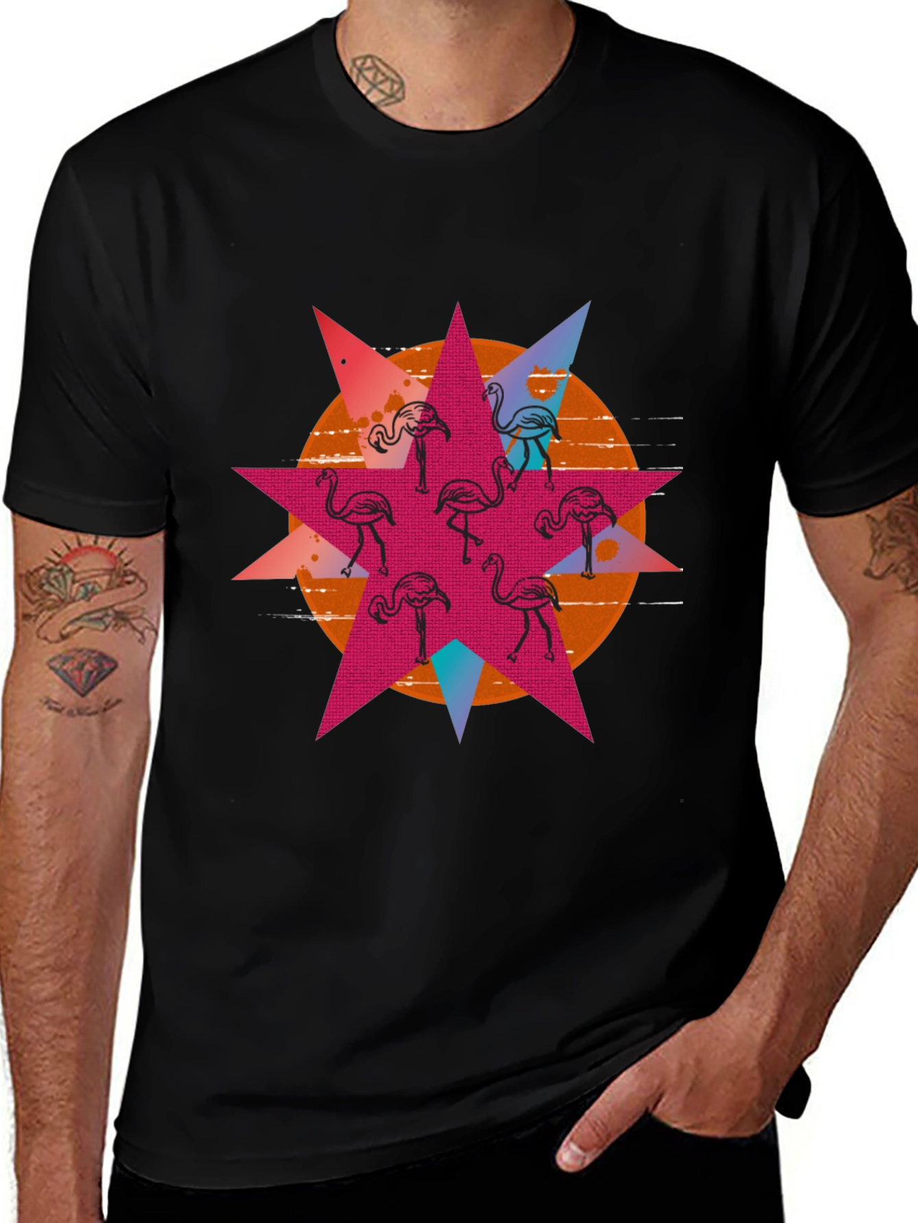 Variant 23 of Retro Flamingo Starburst Graphic Tee