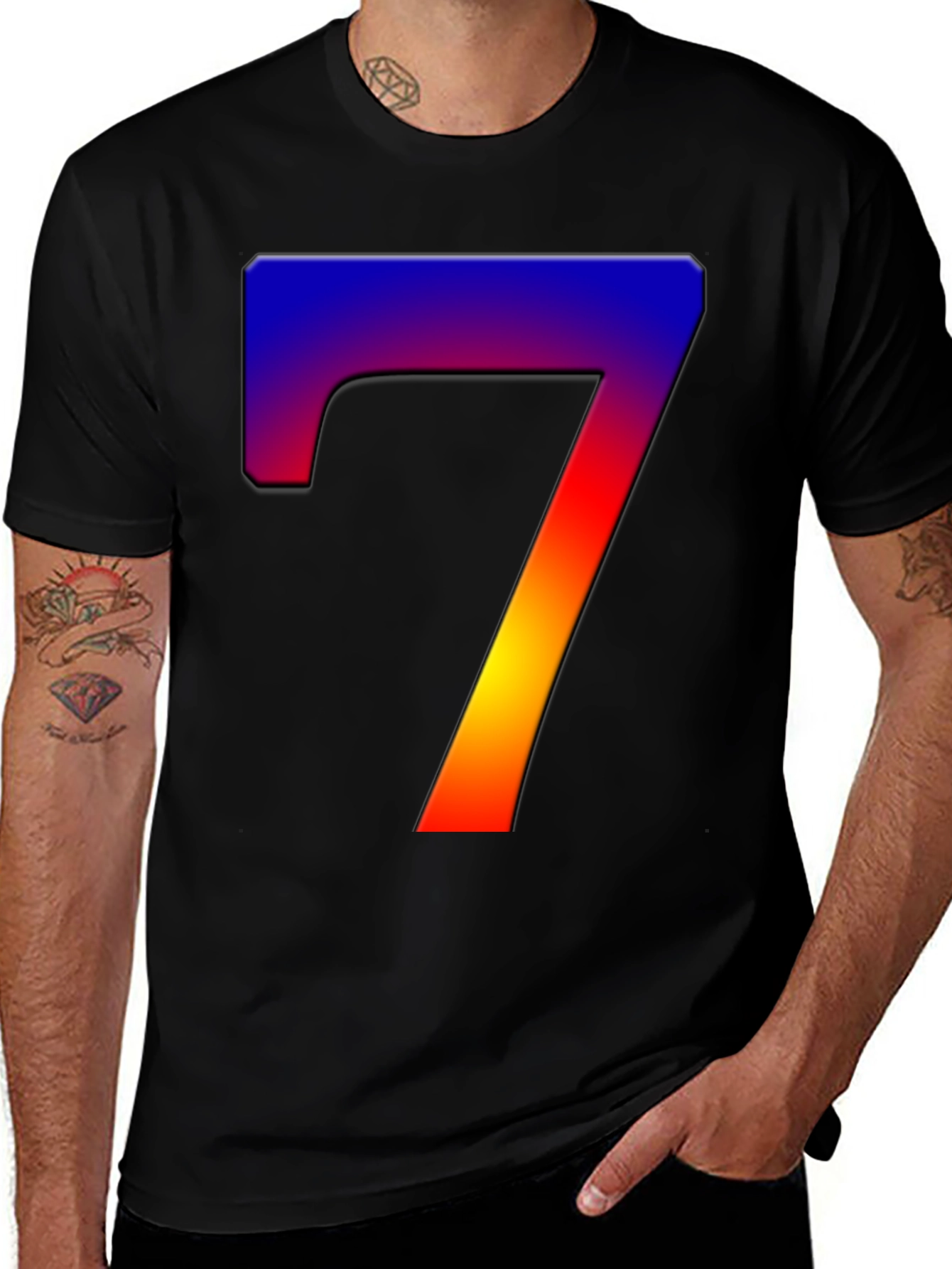 Variant 6 of Bold Number 7 Gradient T-Shirt