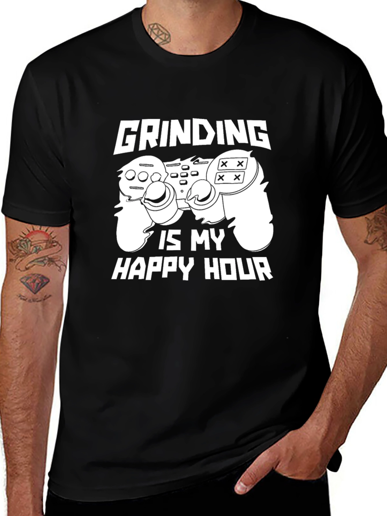 Variant 26 of Grinding is My Happy Hour Black T-Shirt