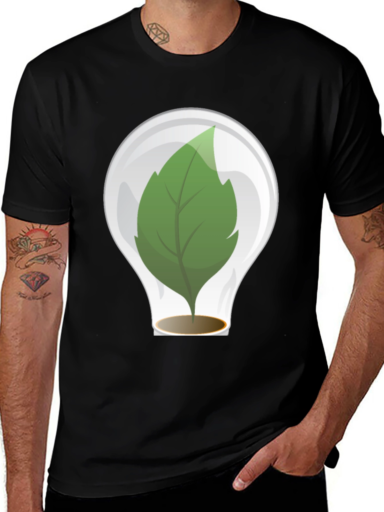 Variant 10 of Eco Leaf Bulb Black T-Shirt