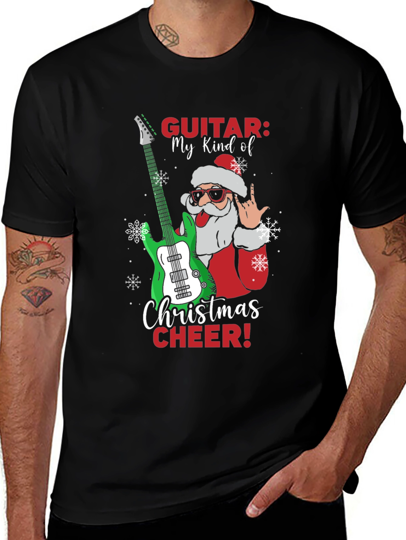 Christmas Guitar Santa T-Shirt