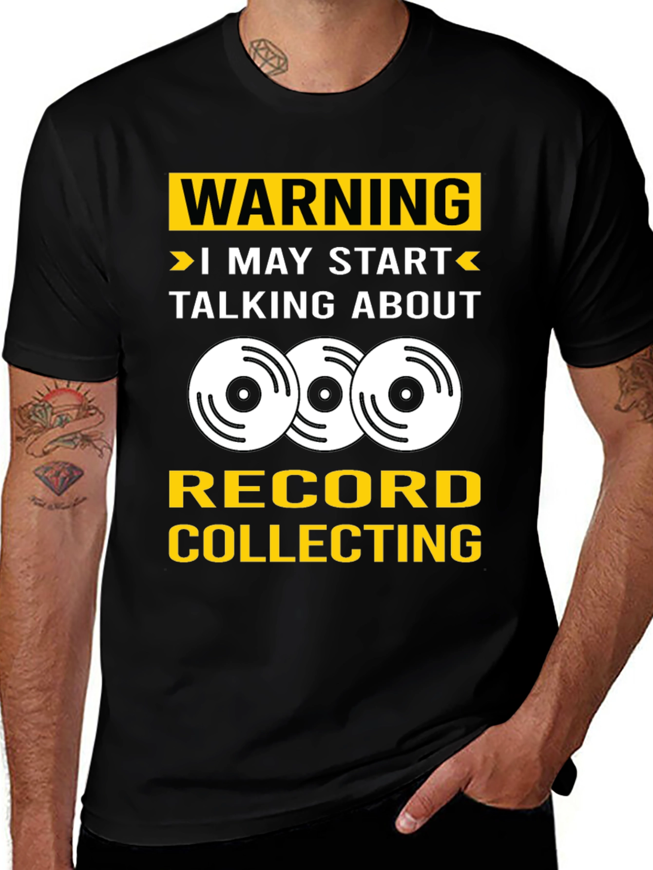 Variant 16 of Warning Record Collecting T-Shirt - Music Lover Tee