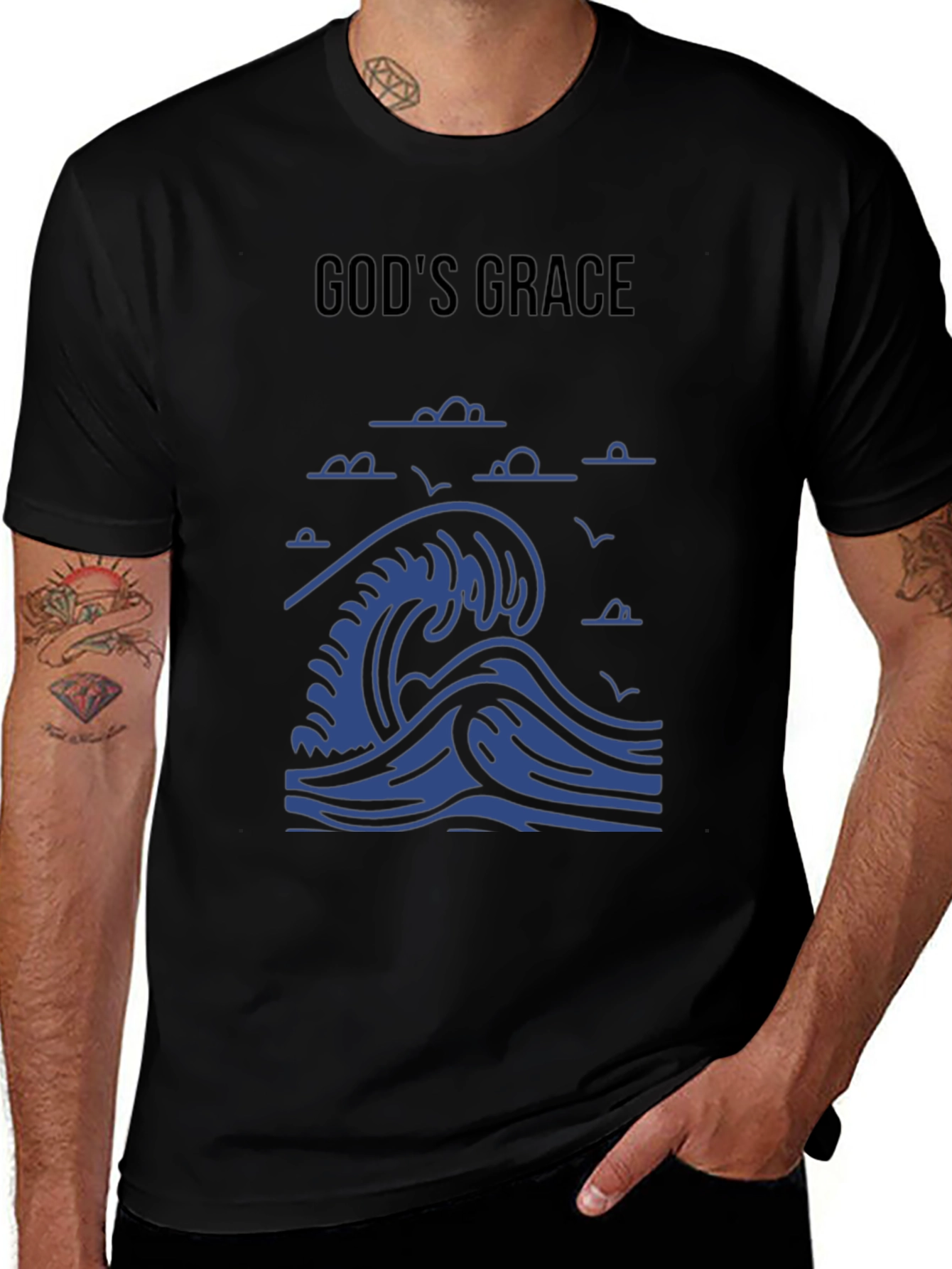 Variant 11 of God's Grace Wave T-Shirt - Black, Graphic Tee