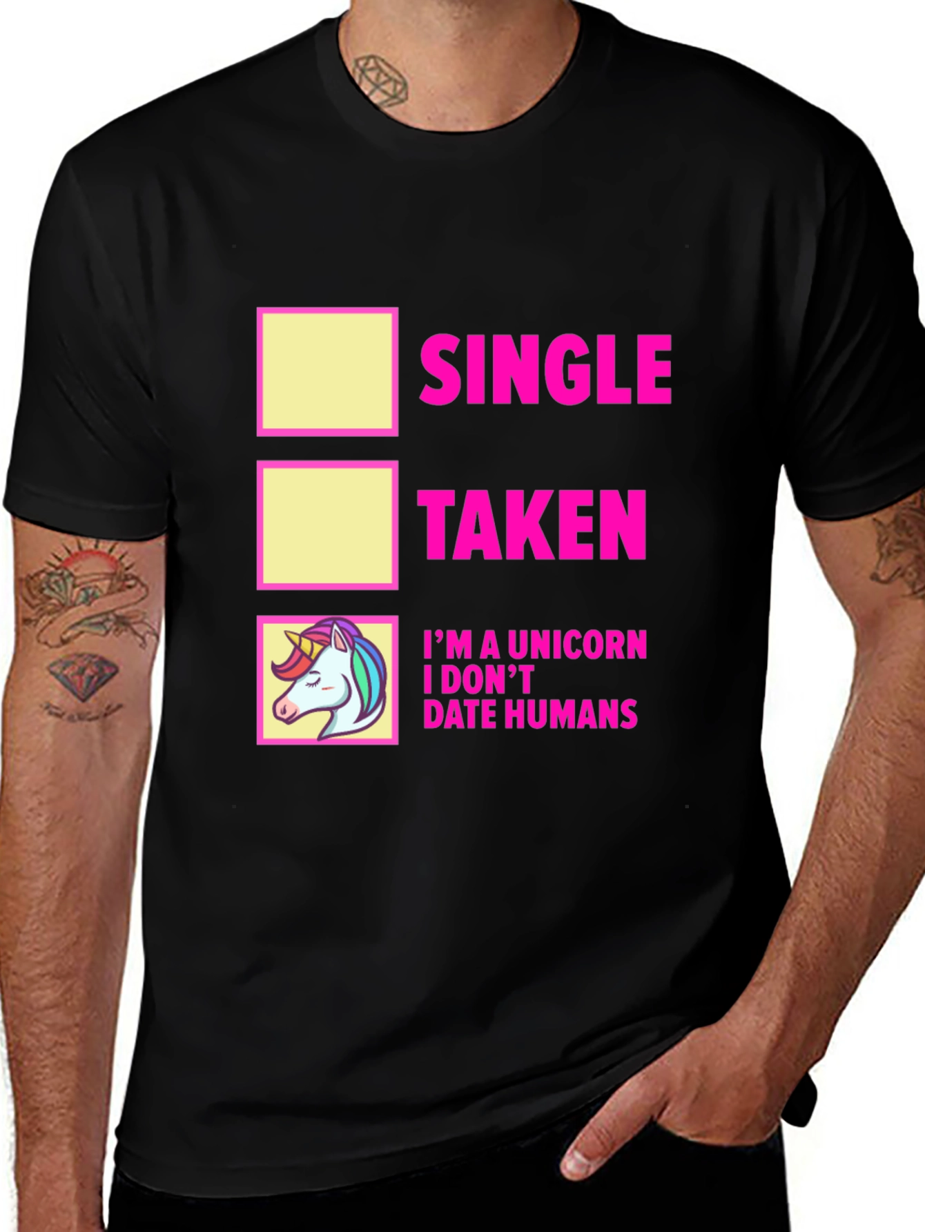 Variant 19 of Single Taken Unicorn T-Shirt - Funny Dating Humor Tee