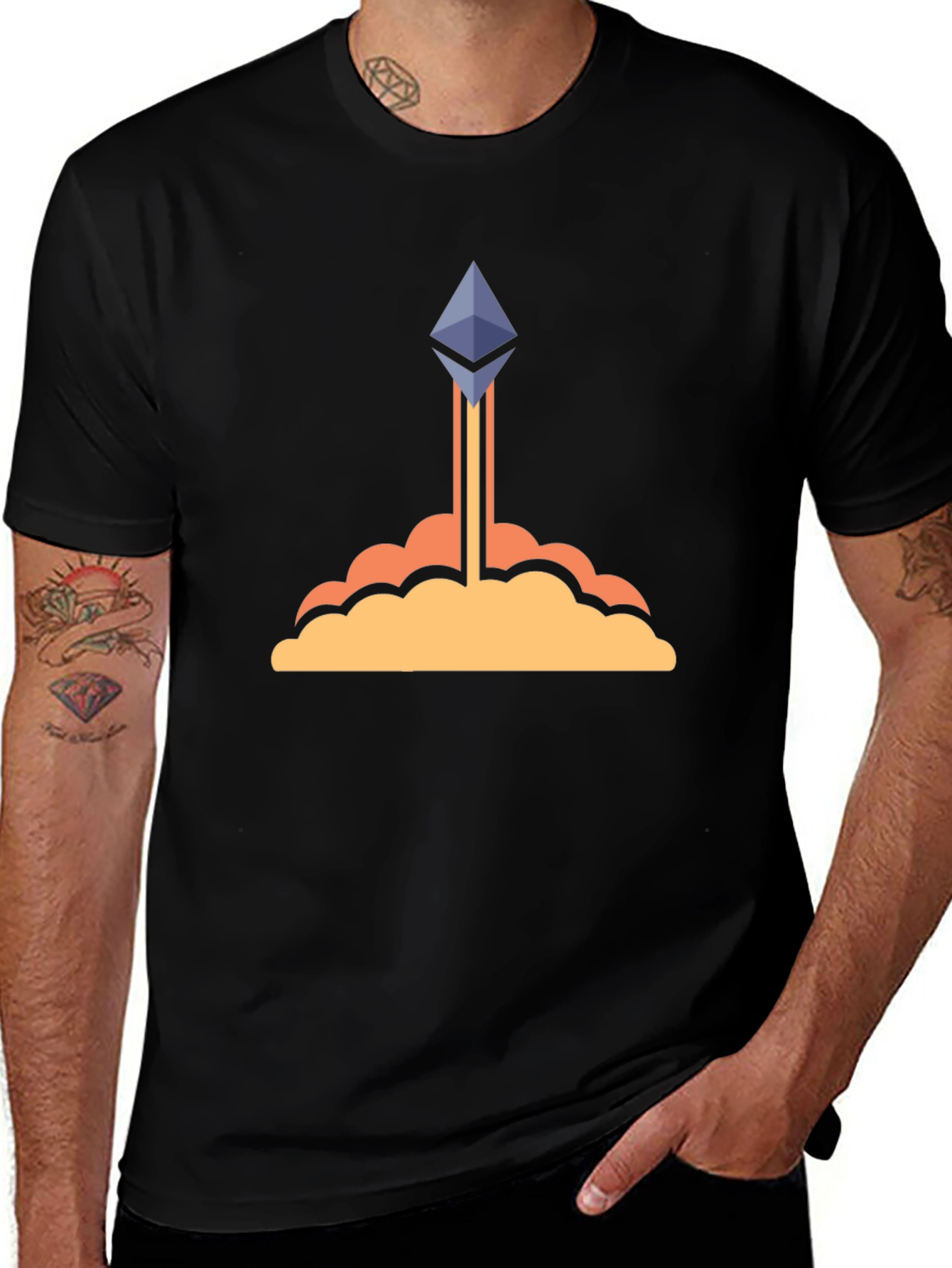 Variant 20 of Ethereum Crypto Rocket Black T-Shirt