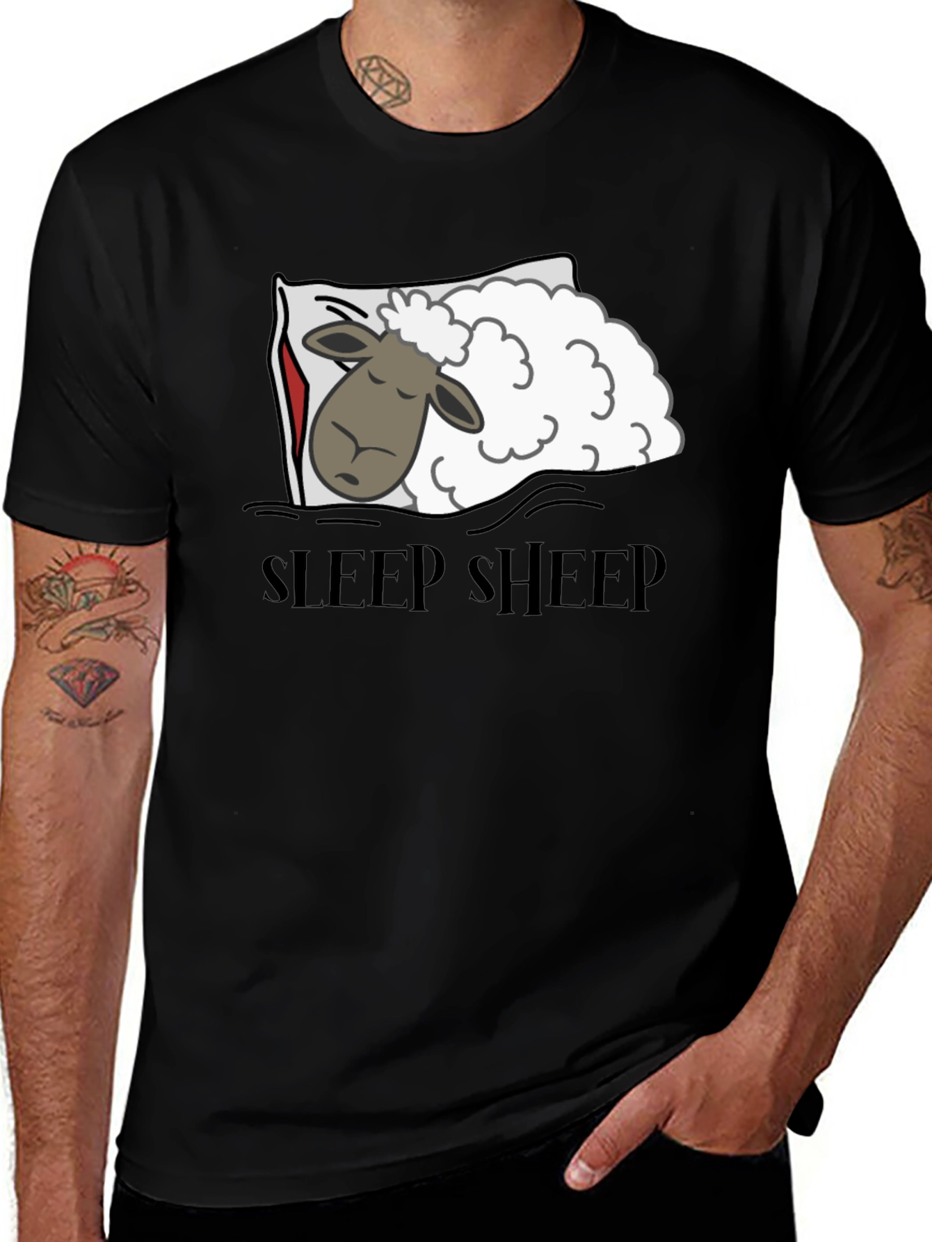Variant 6 of Sleep Sheep Graphic T-Shirt - Black
