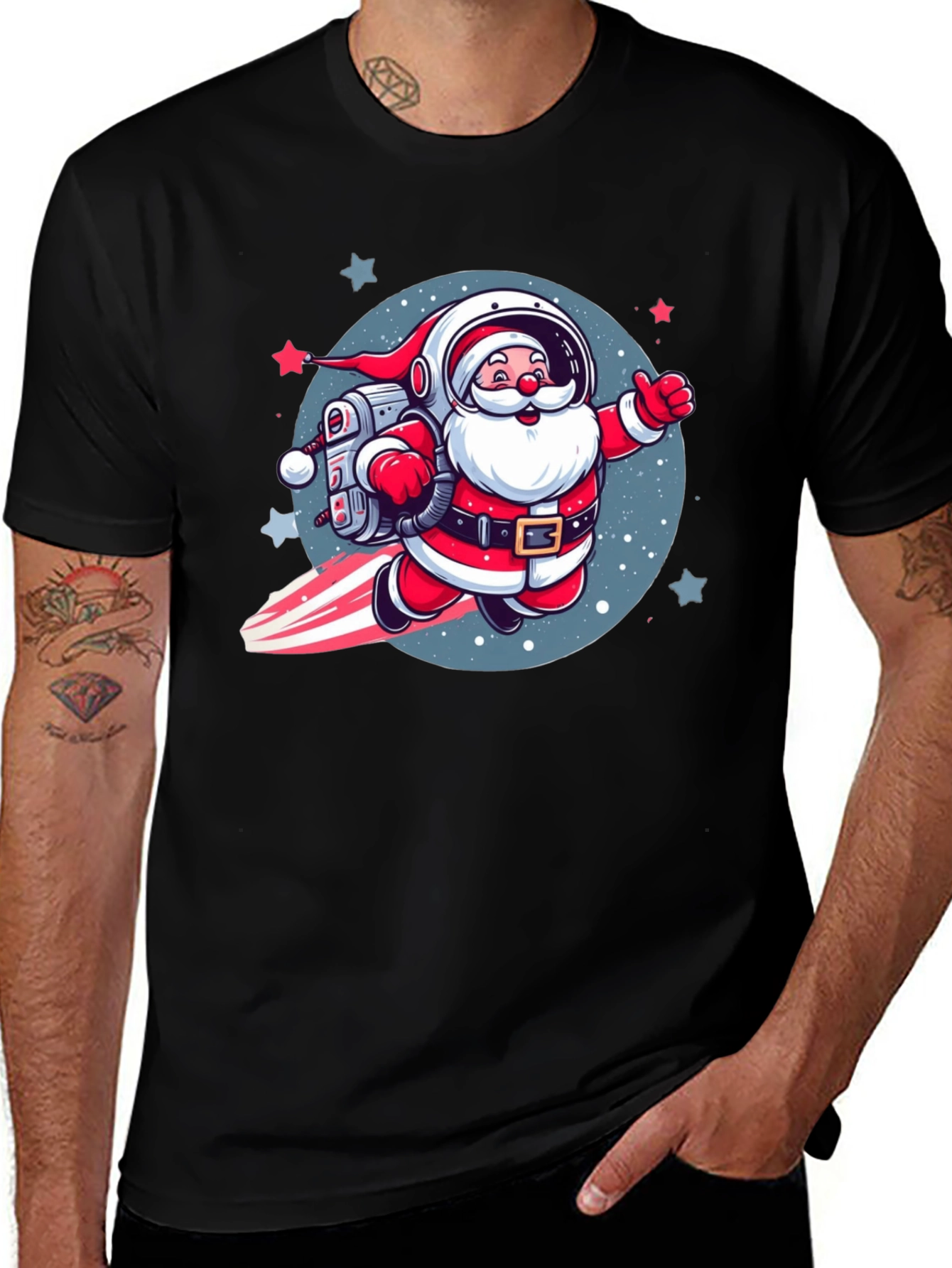 Astronaut Santa T-Shirt - Holiday Space Adventure