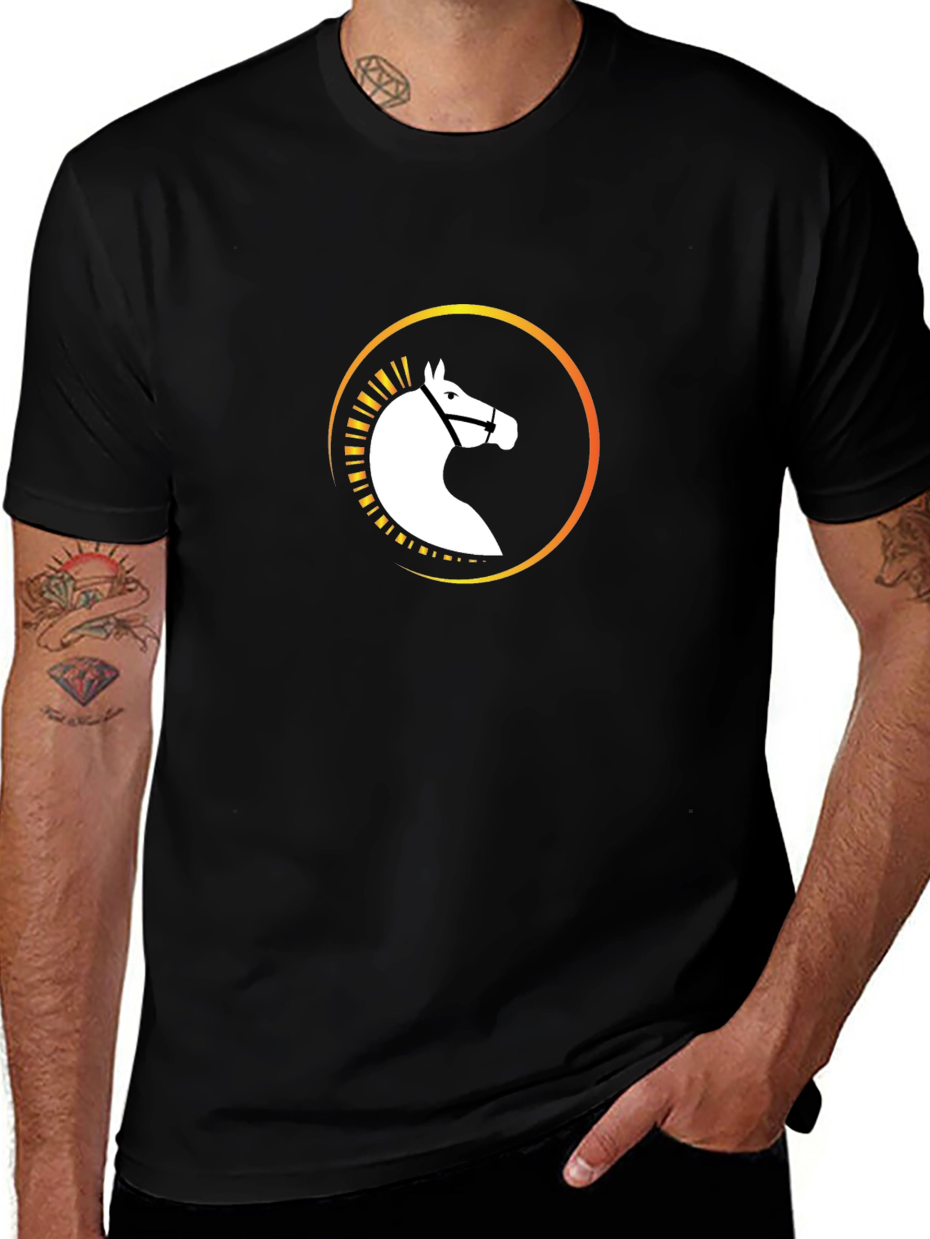 Variant 26 of Equestrian Knight Graphic Tee - Black