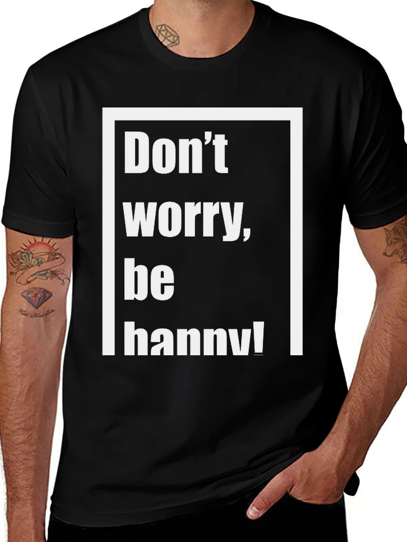 Variant 3 of Don't Worry Be Happy Black Graphic Tee
