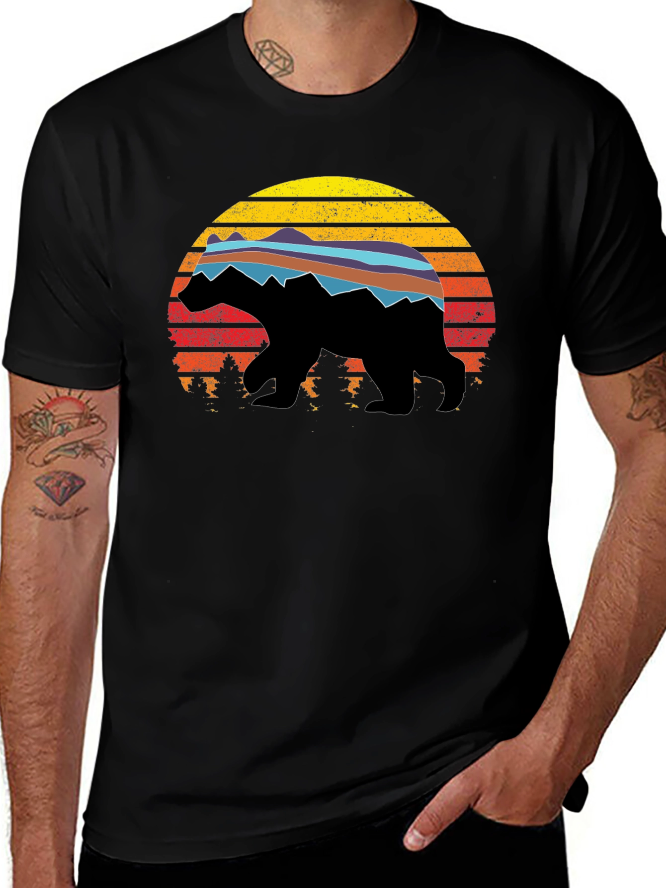 Variant 27 of Retro Bear Sunset Graphic Tee