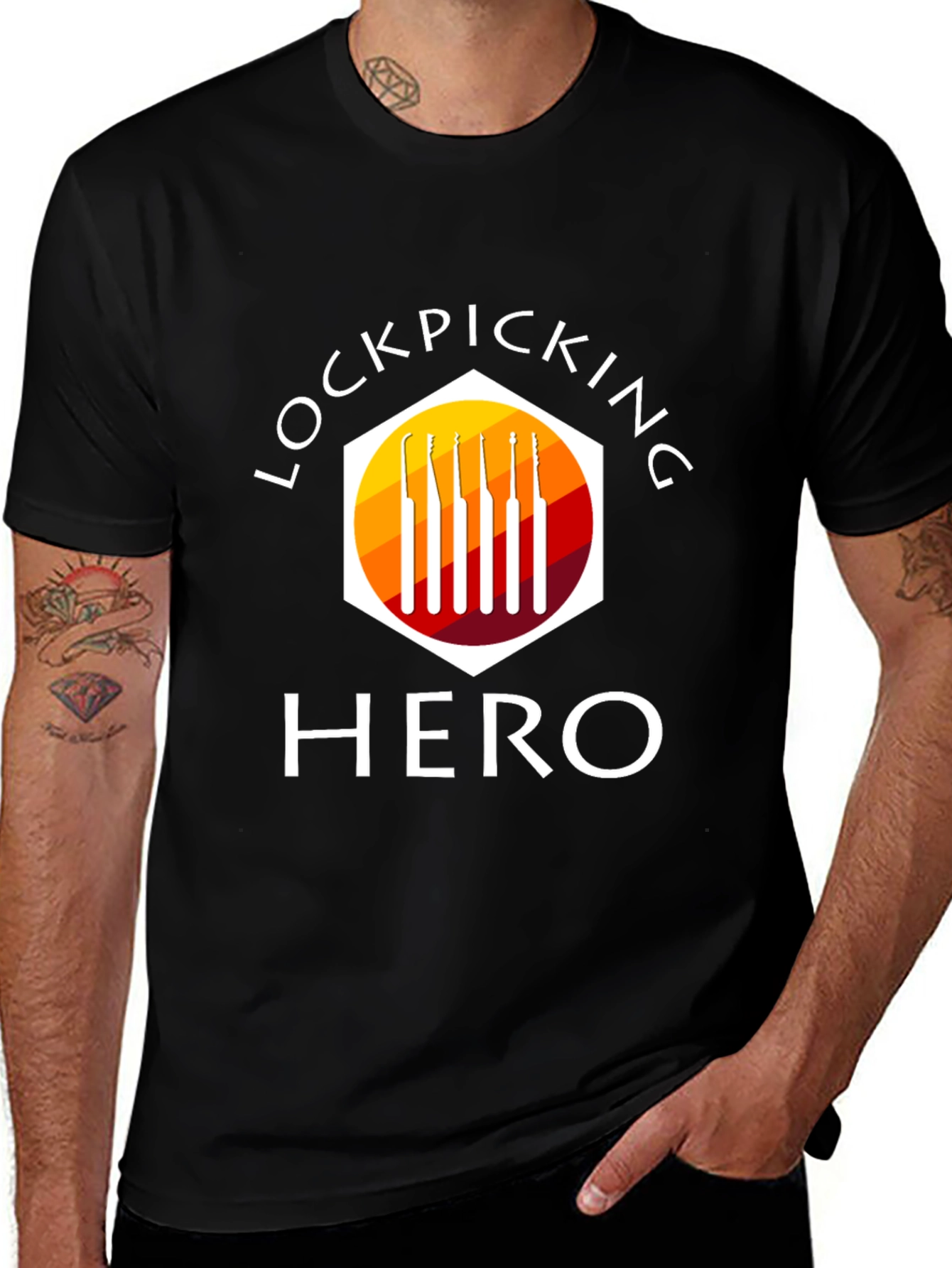 Black Lockpicking Hero T-Shirt - Black, Graphic Tee main image