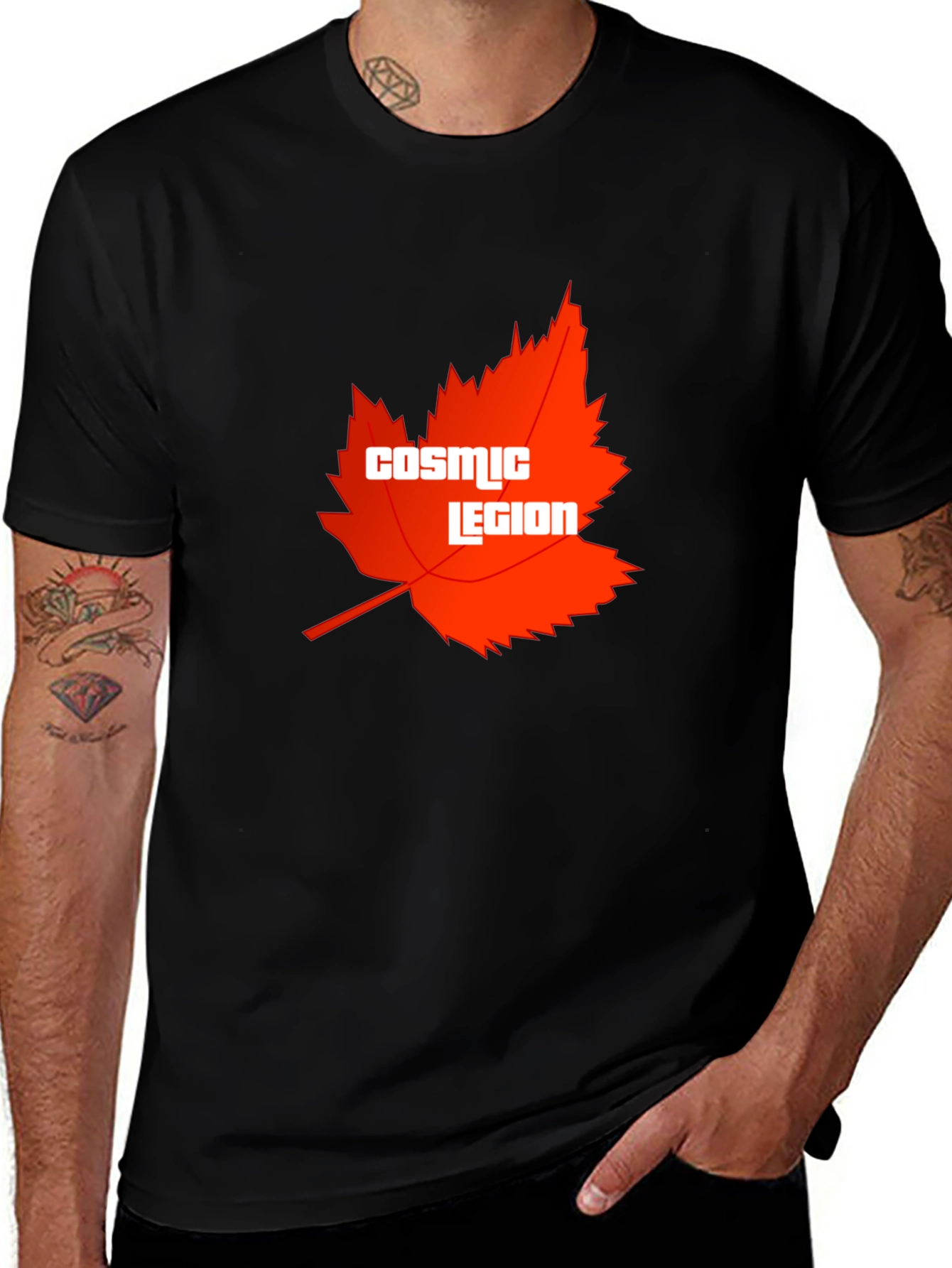 Variant 28 of Cosmic Legion Maple Leaf Graphic Tee - Black