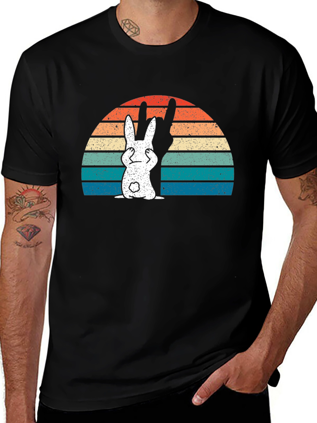 Variant 14 of Retro Bunny Graphic Tee - Rude Rabbit Funny T-Shirt