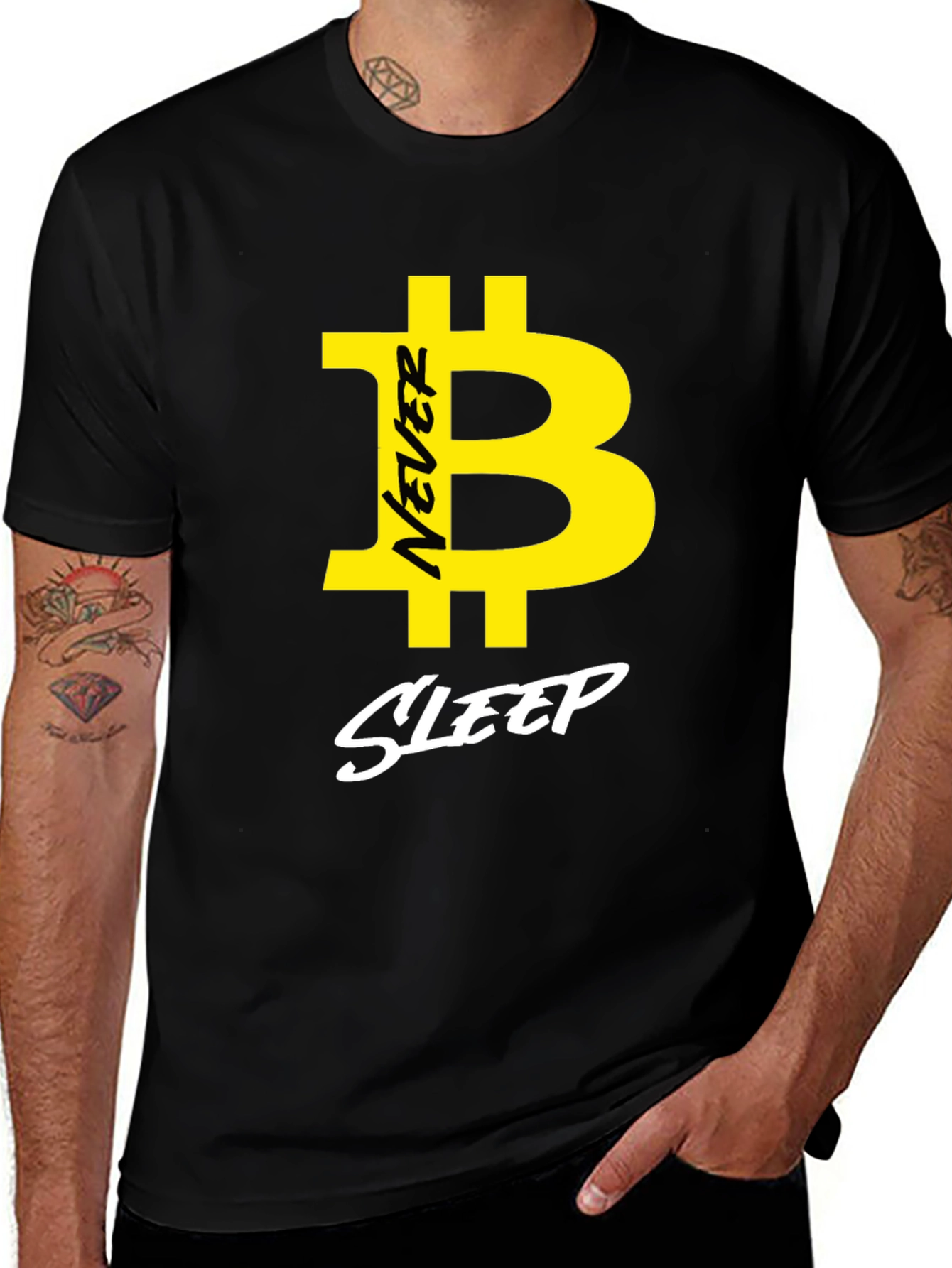 Never Sleep Bitcoin Graphic T-Shirt