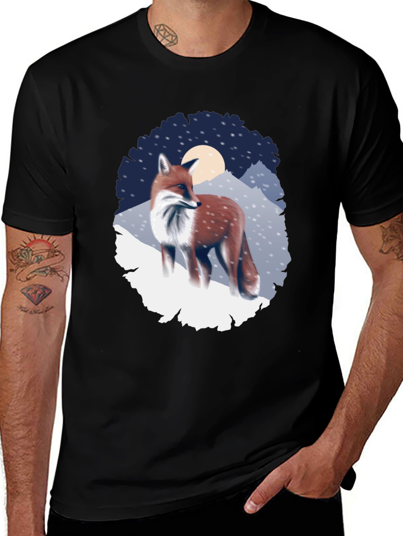 Variant 7 of Fox in Winter Scene Graphic Tee