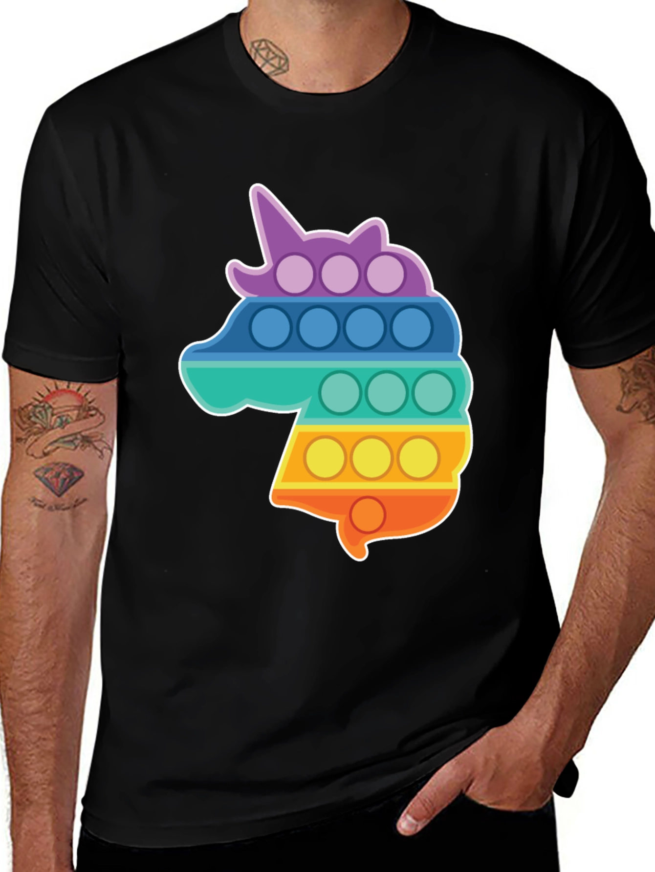 Variant 4 of Unicorn Pop It T-Shirt - Sensory Toy Design