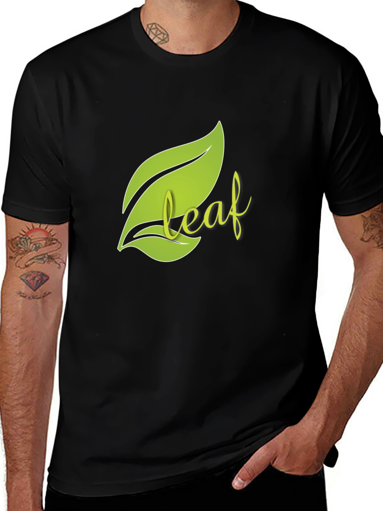 Variant 6 of Leaf Graphic Black T-Shirt
