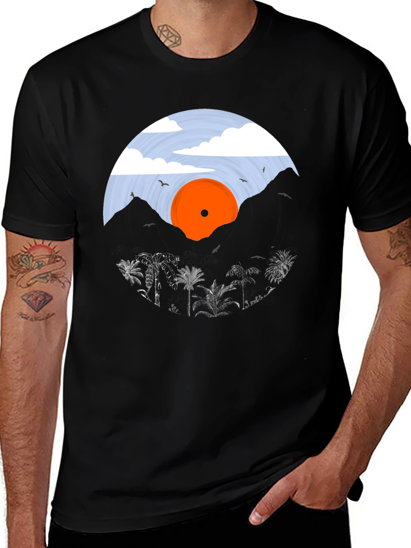Variant 16 of Vinyl Record Landscape Graphic T-Shirt