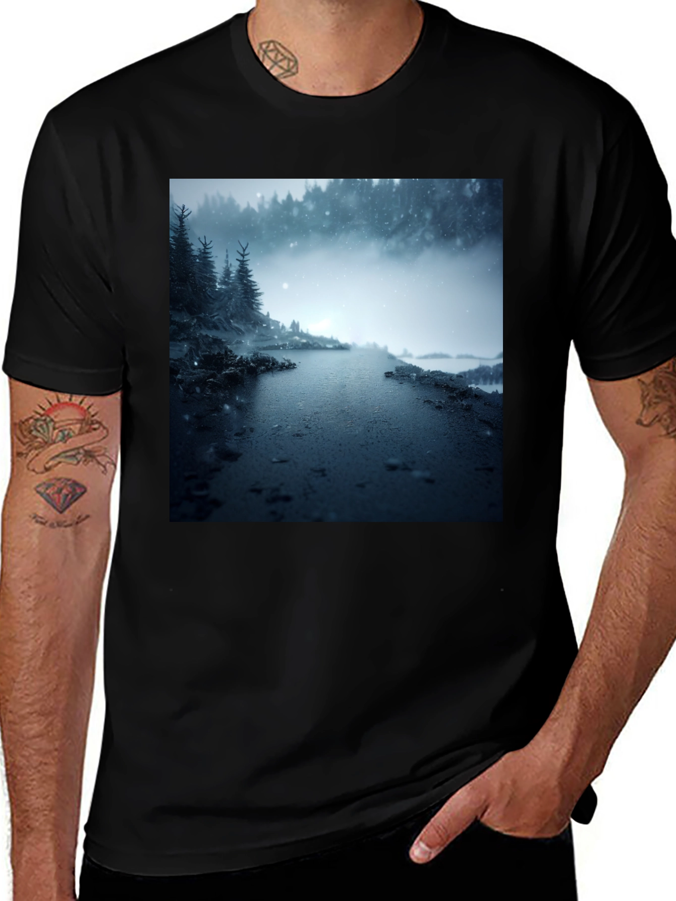 Winter Forest Road Graphic Tee
