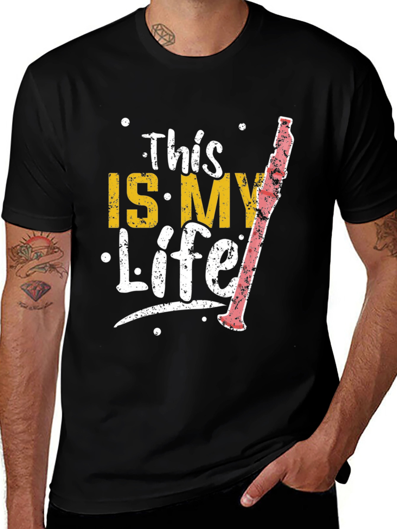 Variant 22 of This Is My Life Clarinet Player Black T-Shirt