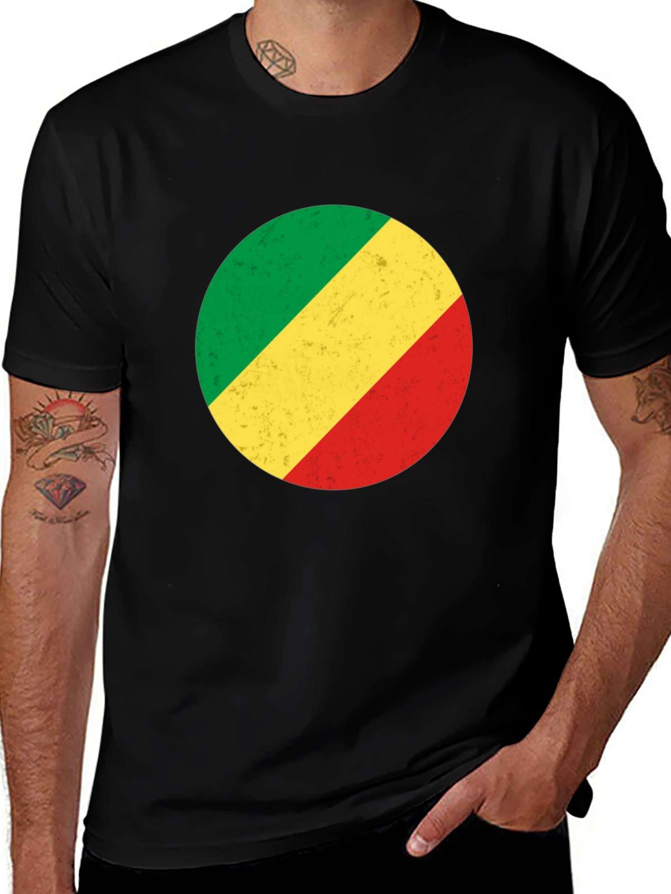 Congo Flag Circle Graphic Tee - Black