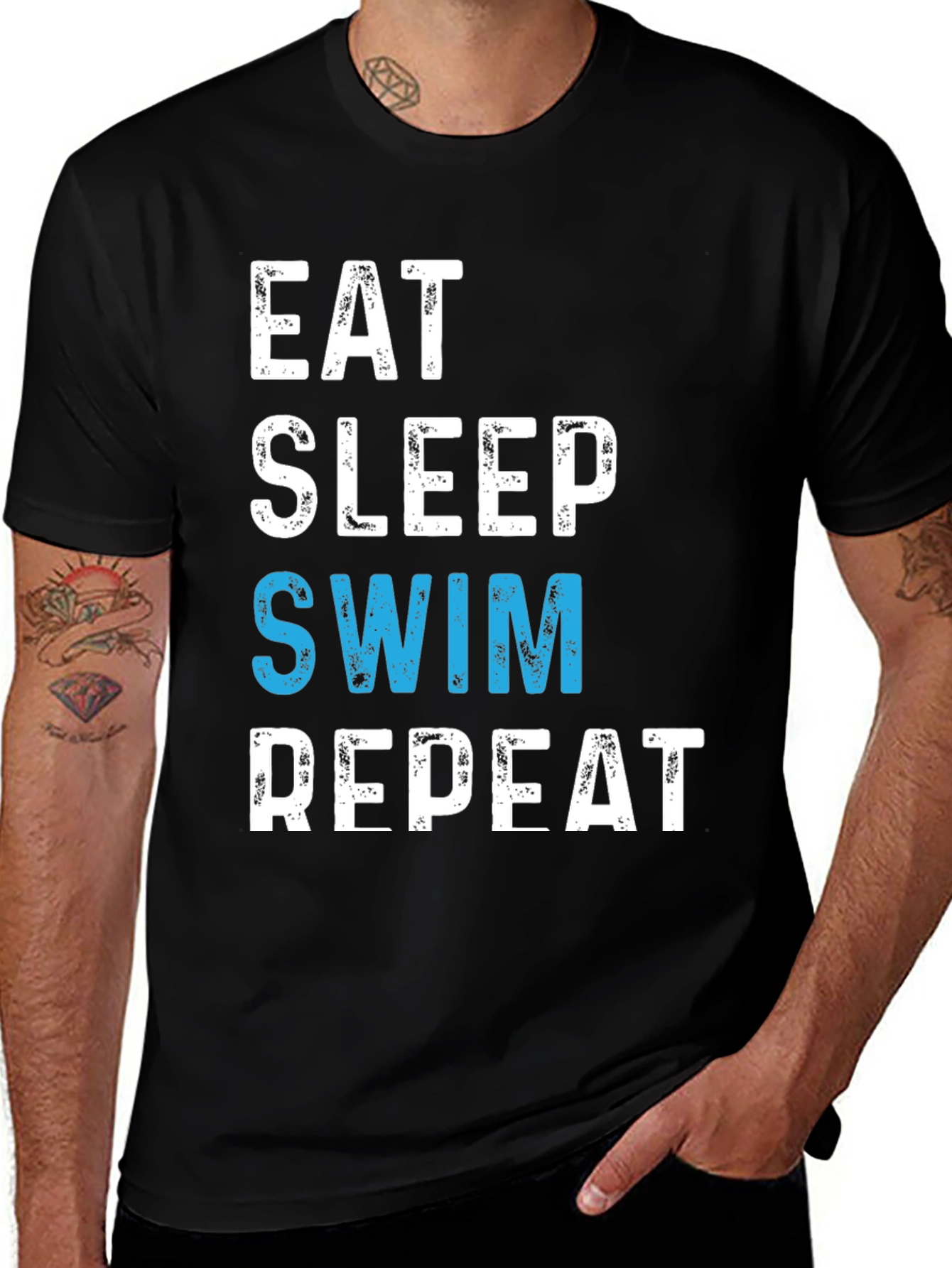 Variant 23 of Eat Sleep Swim Repeat Graphic Tee