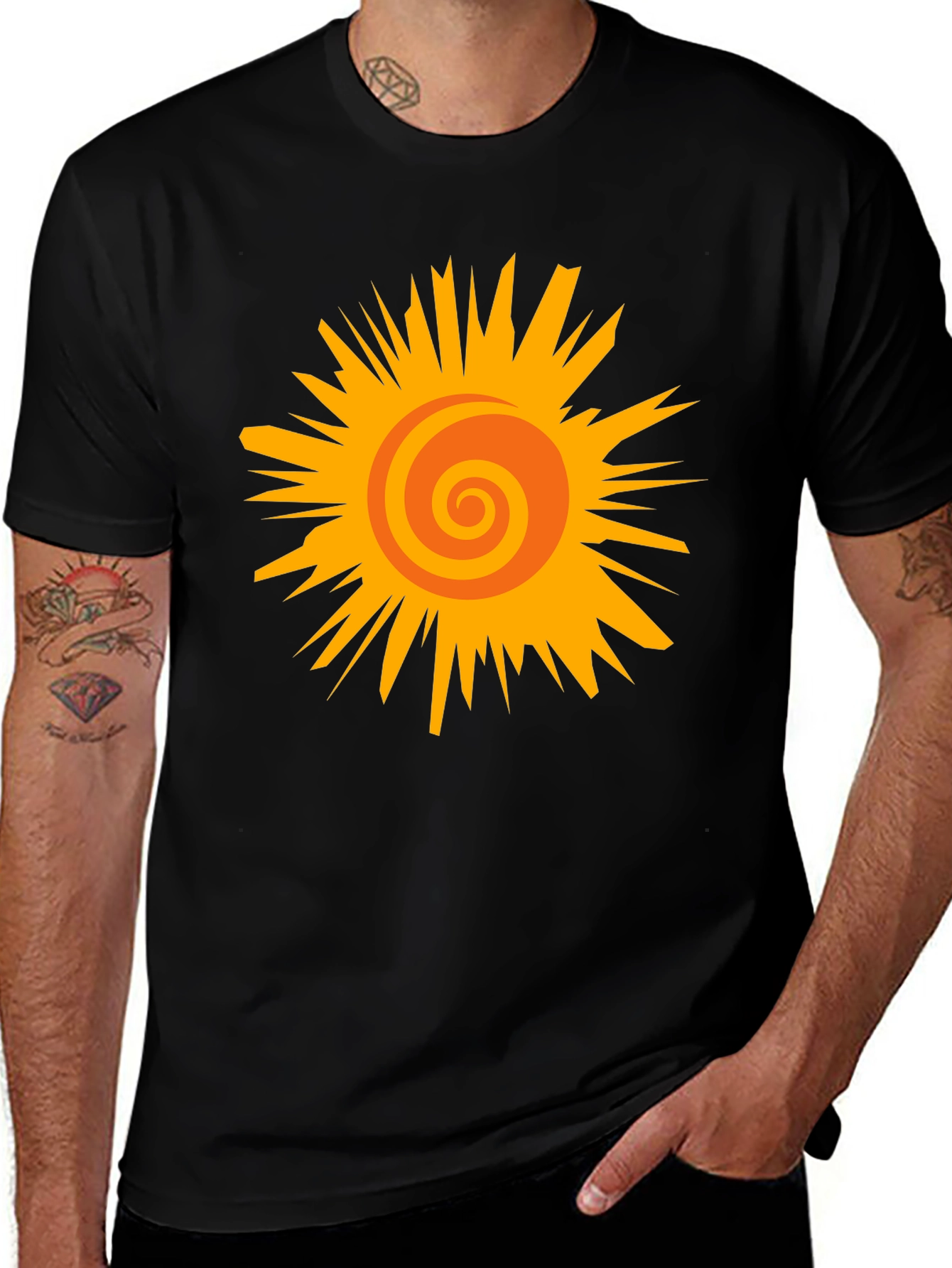 Variant 6 of Vibrant Sun Graphic Black T-Shirt