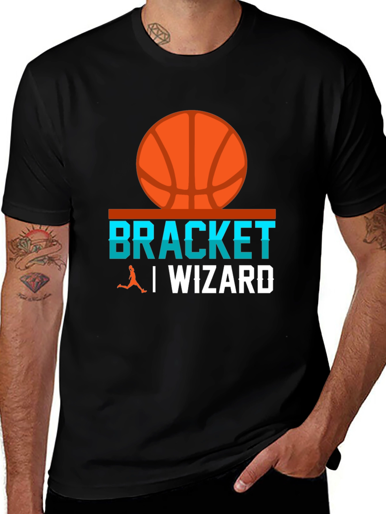 Variant 25 of Bracket Wizard Basketball Graphic Tee - Black