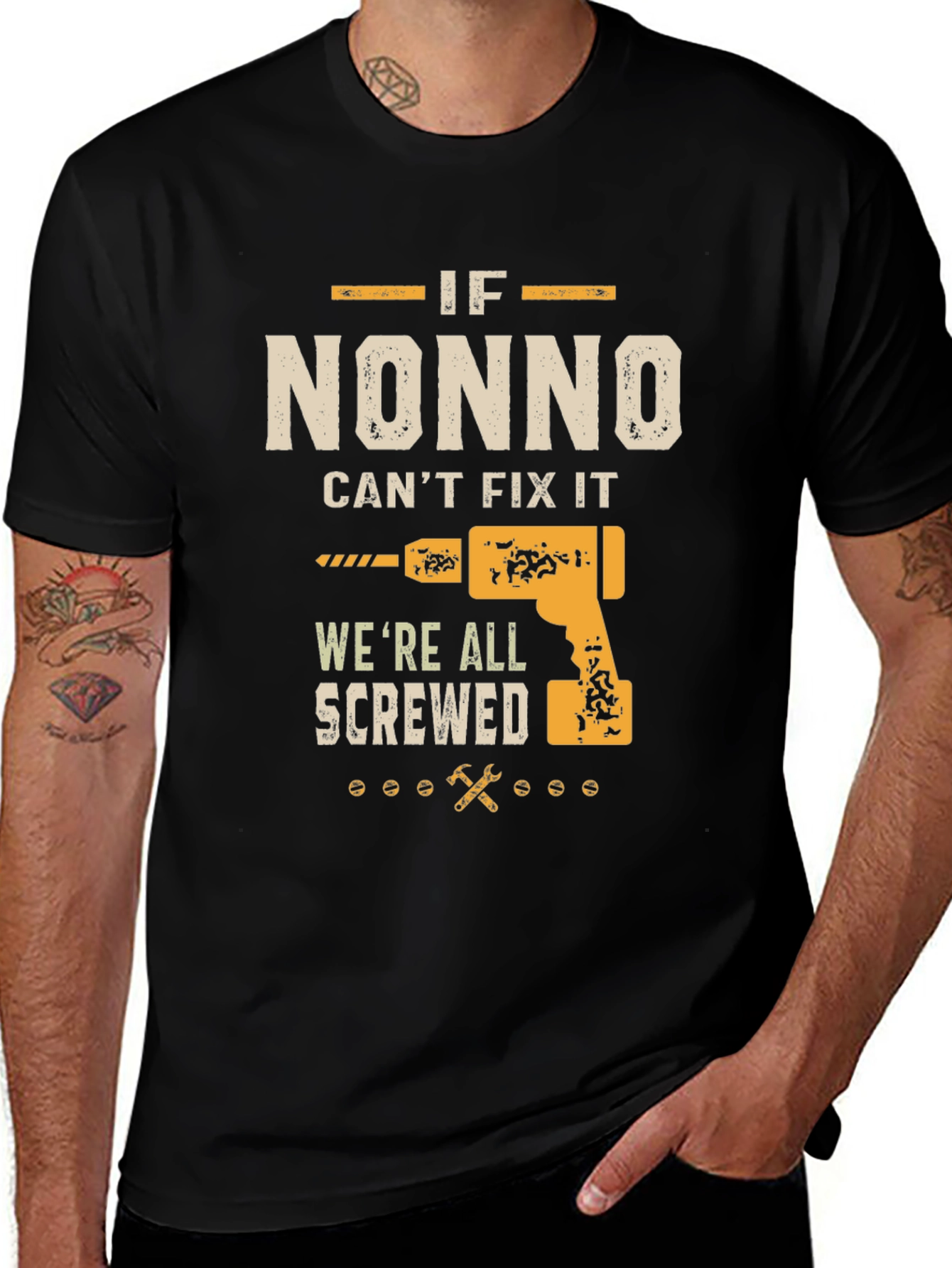 Funny Grandpa T-Shirt - If Nonno Can't Fix It, We're All Screwed