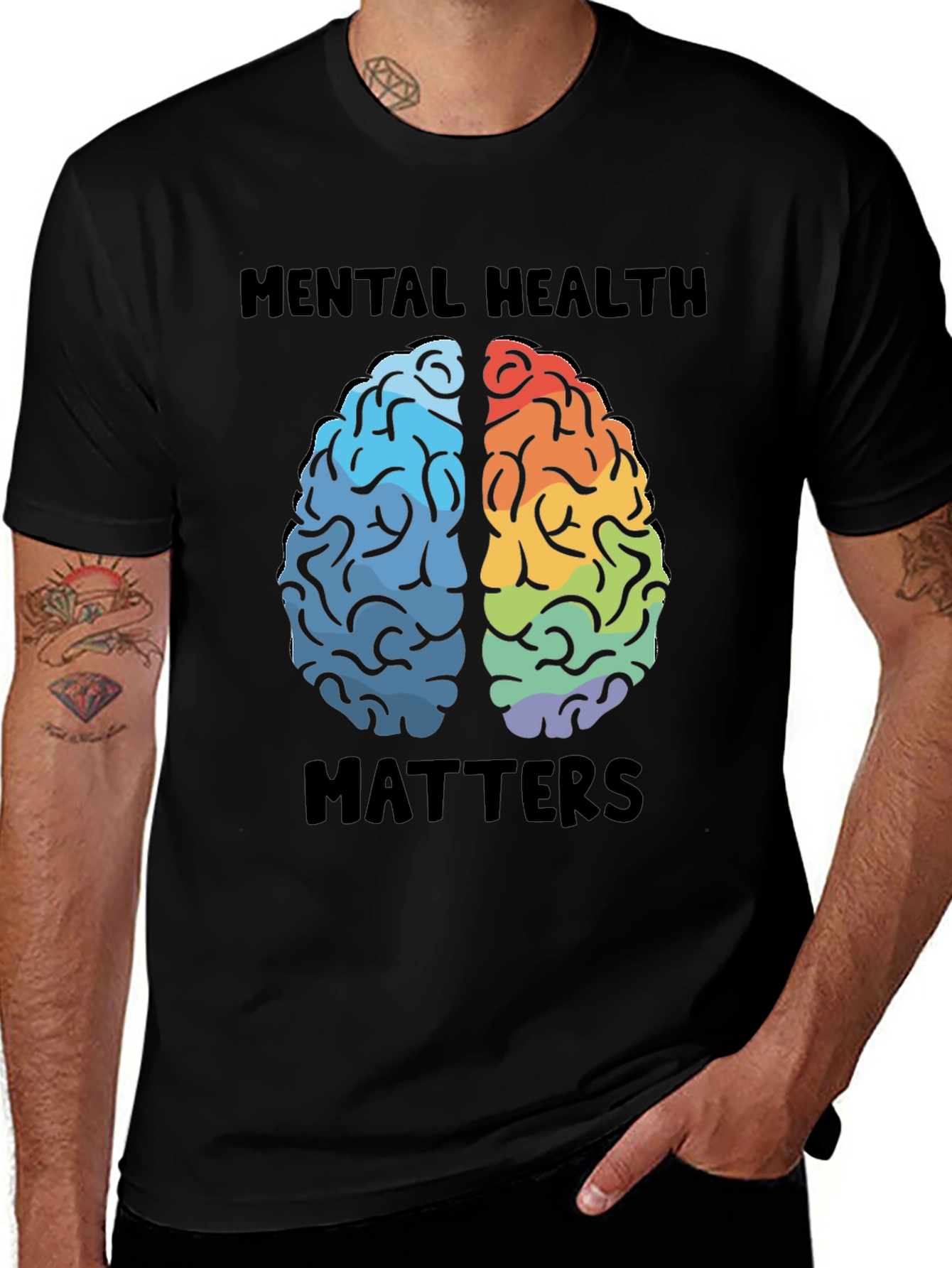 Black Mental Health Matters Brain Graphic T-Shirt main image