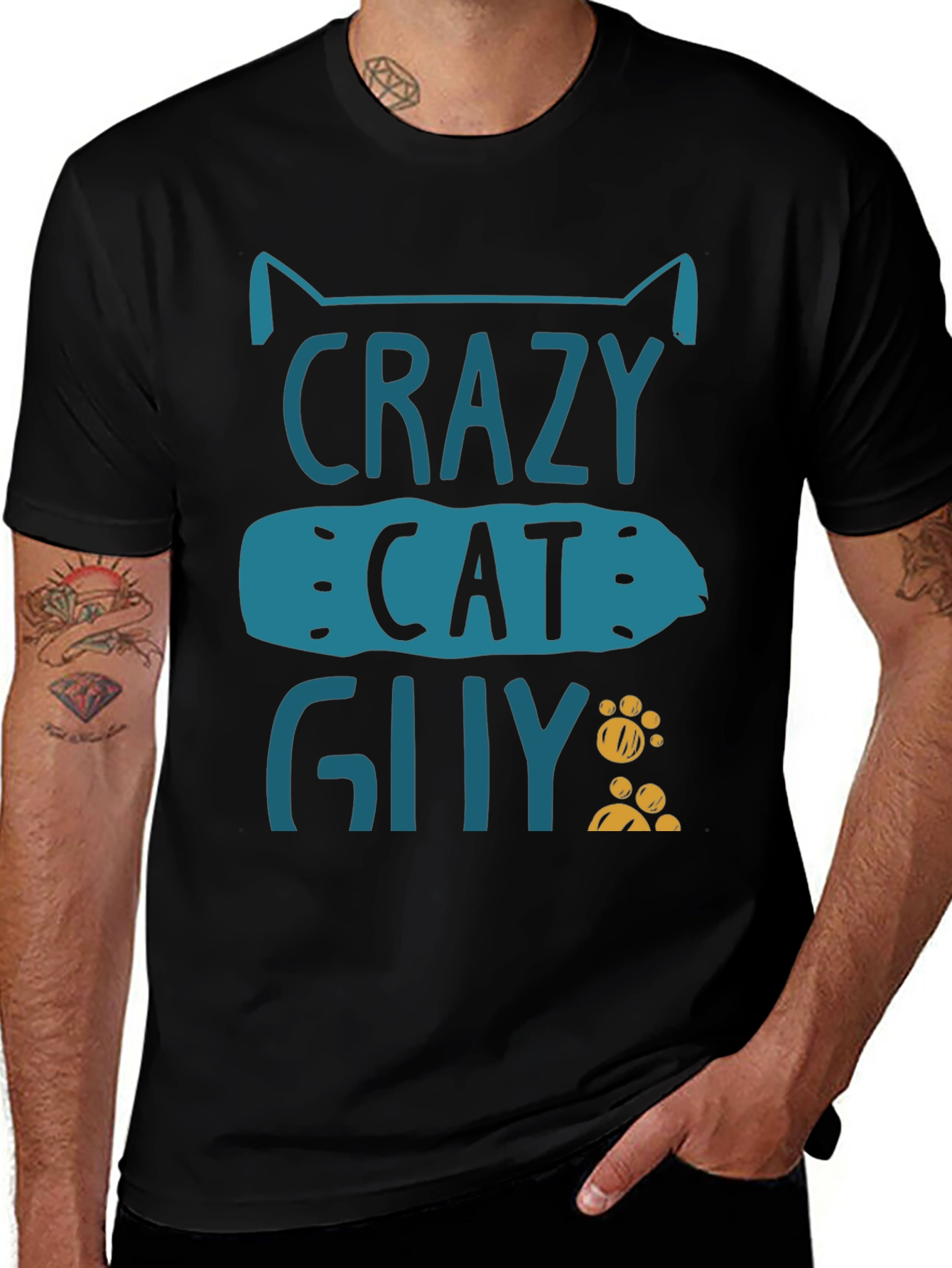 Crazy Cat Guy Graphic T-Shirt